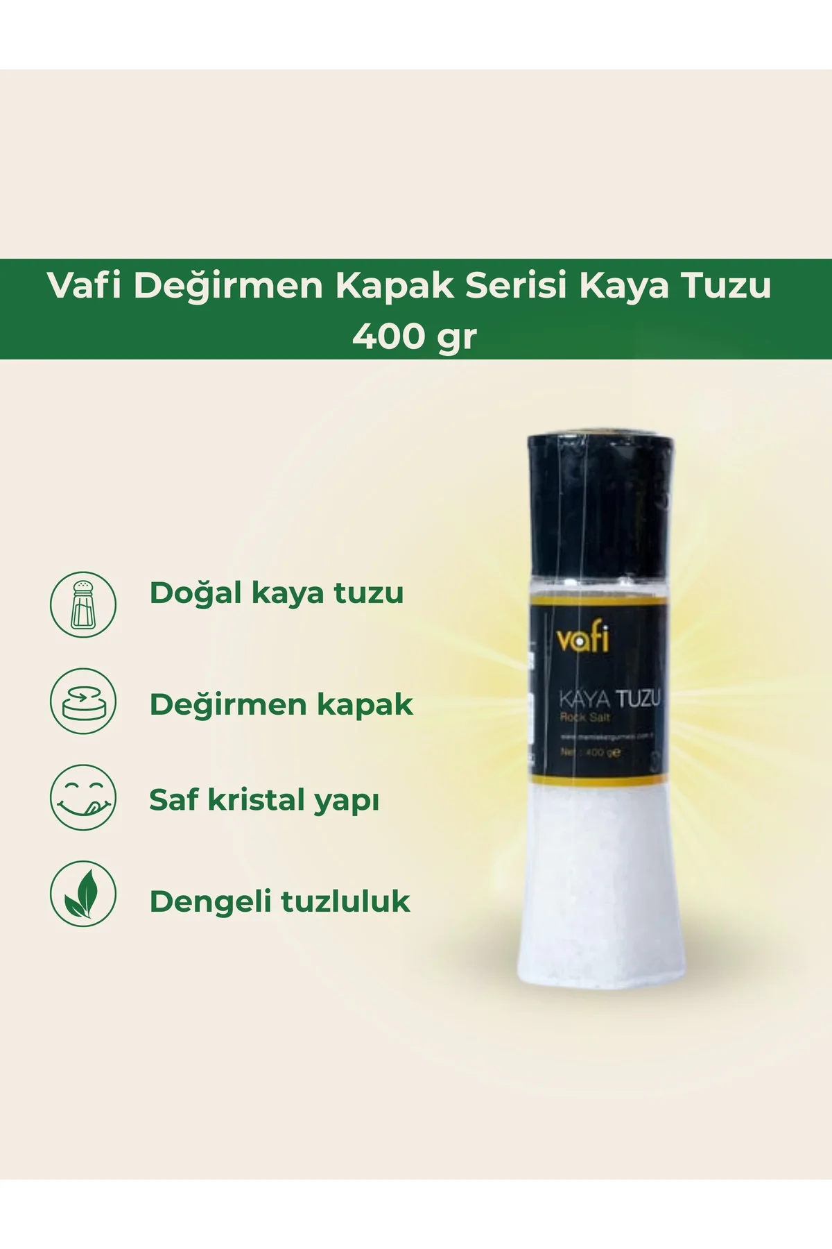 Vafi Değirmen Kapak Serisi Kaya Tuzu 400 gr 1 ADET - vafi Görsel 2