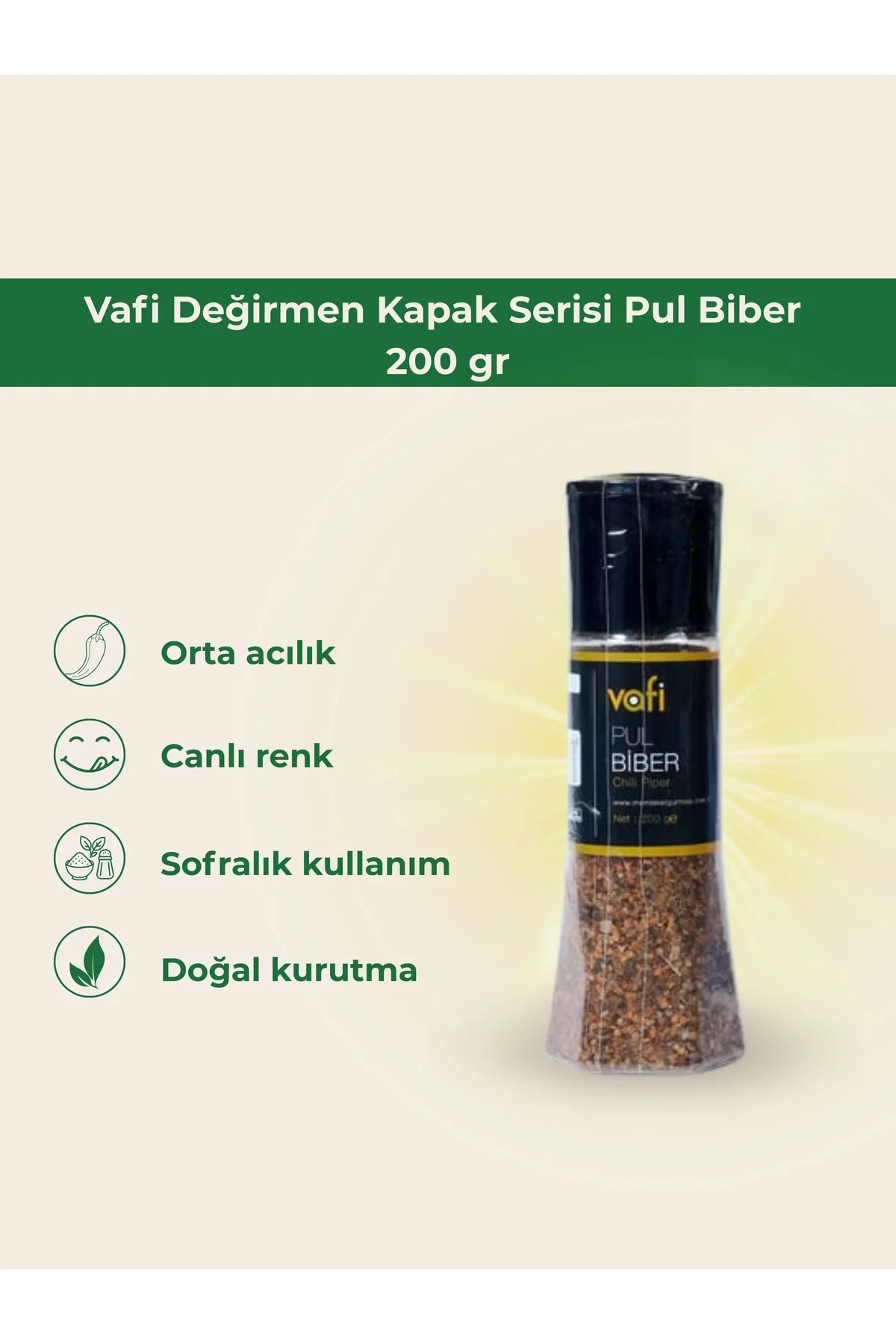 Vafi Değirmen Kapak Serisi Pul Biber 200 gr 1 ADET - vafi Görsel 2