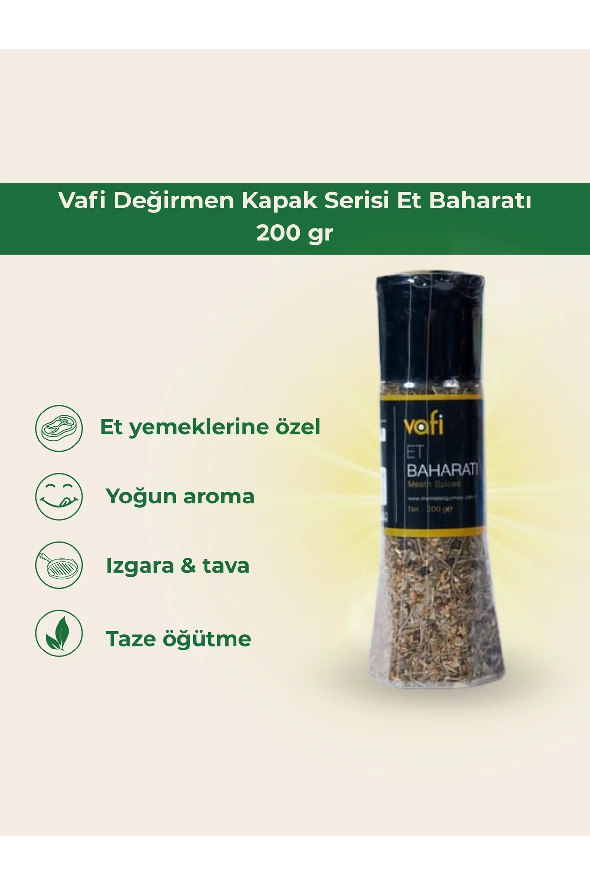 Vafi Değirmen Kapak Serisi Et Baharatı 200 gr 1 ADET - vafi Görsel 2