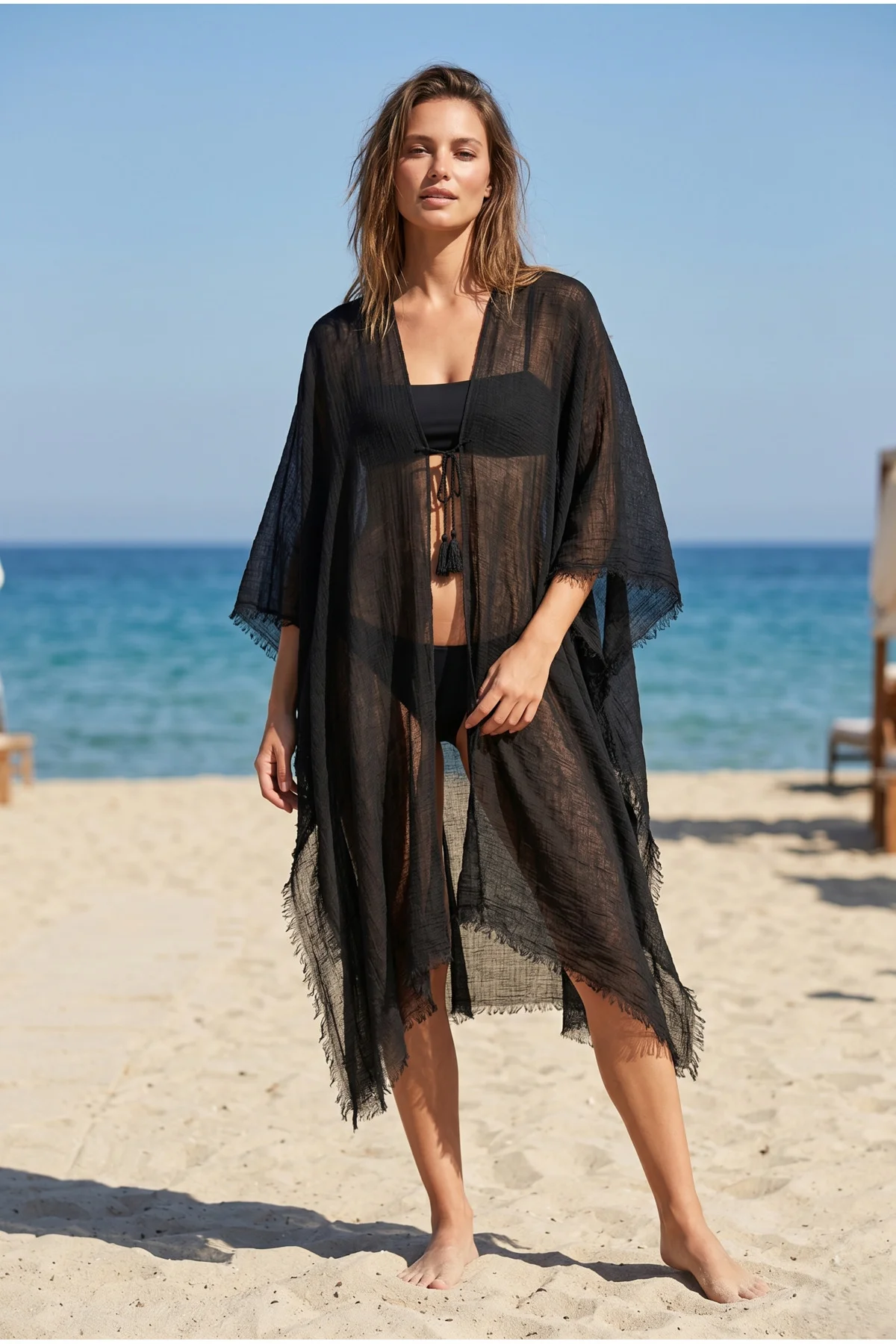 Kadın Siyah Bürümcük Pareo PR005 - Luminos Butik Görsel 2