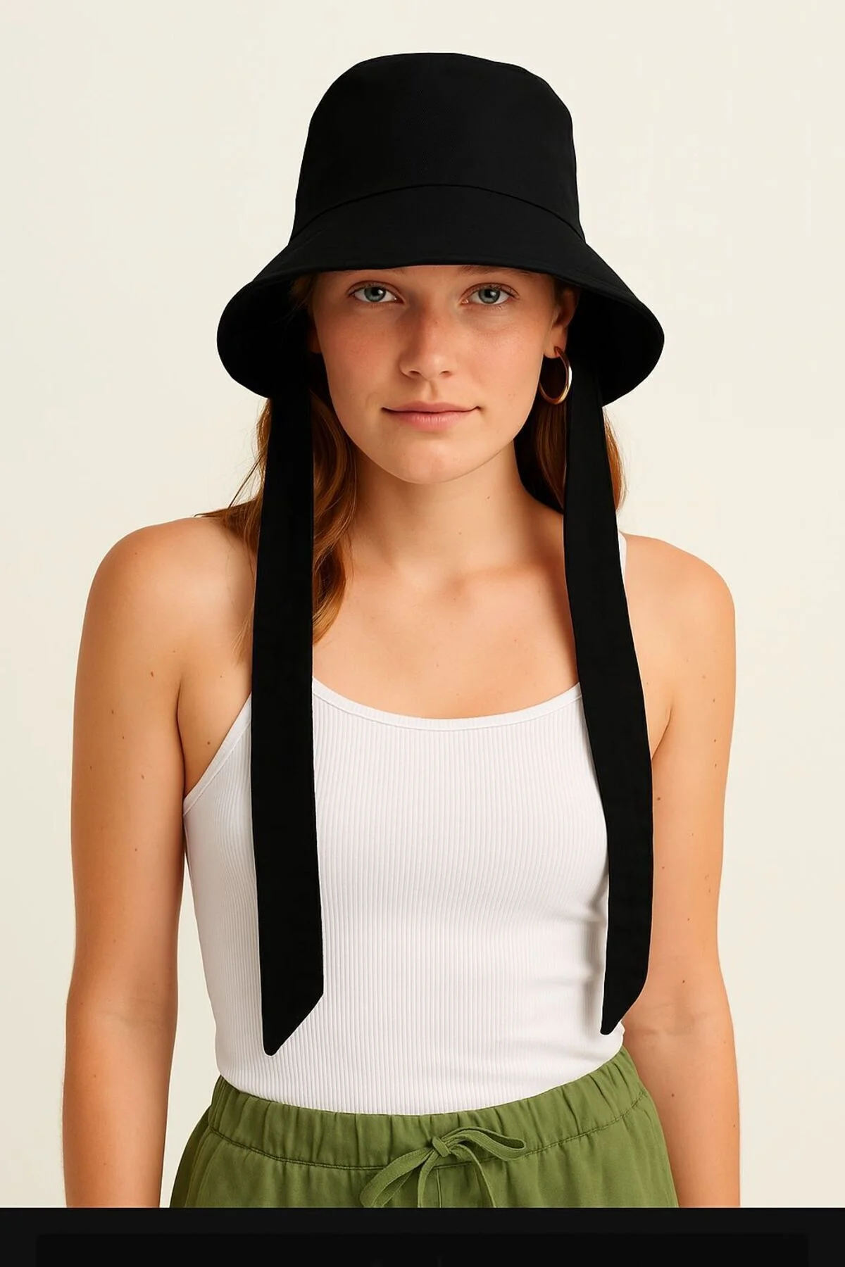 Siyah Bağlama Detaylı Bucket Şapka Spk09-1 - Luminos Butik Görsel 7