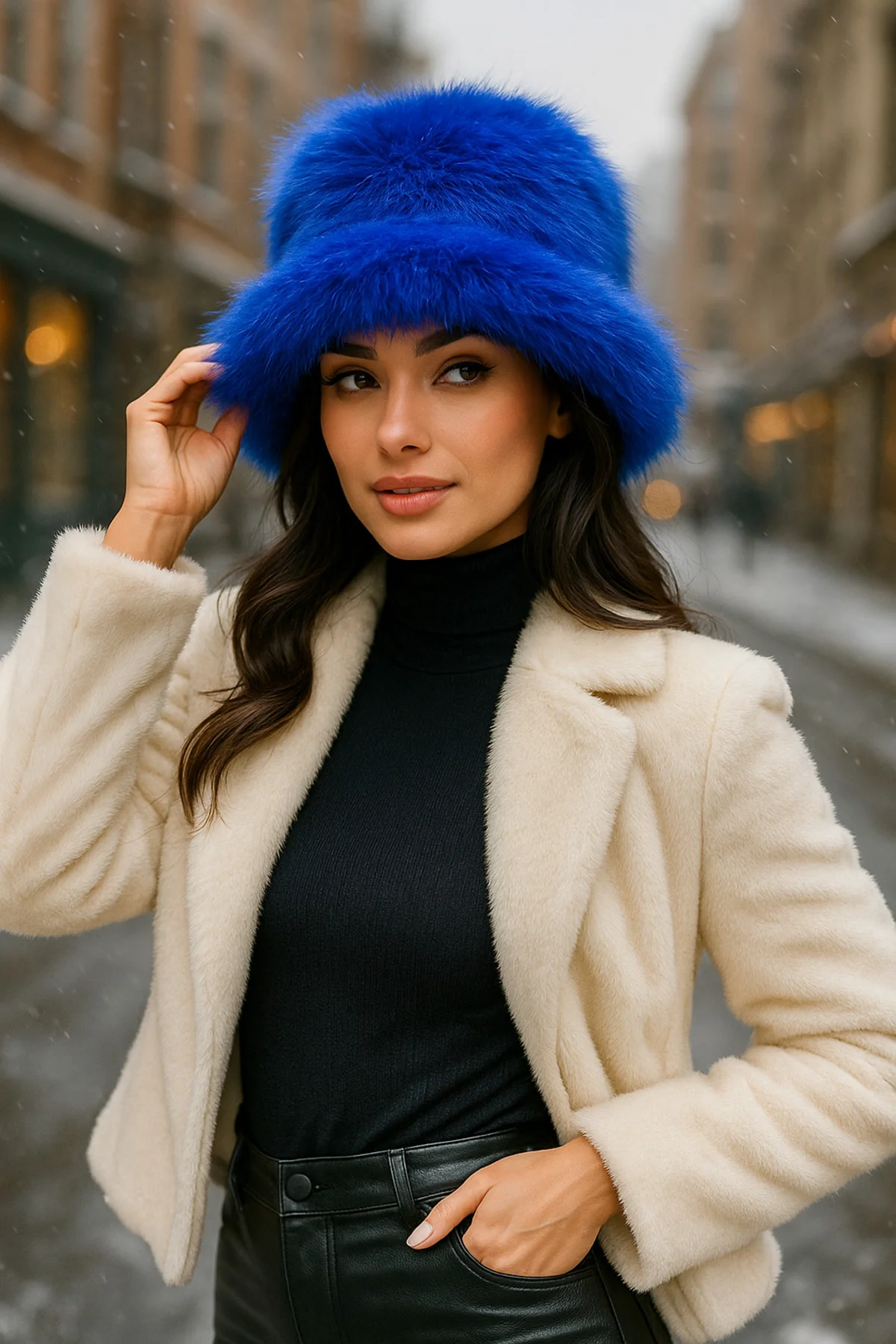 Peluş Ayarlanabilir Saks Bucket Kalpak Şapka-bere Spk1142 - Luminos Butik Görsel 2