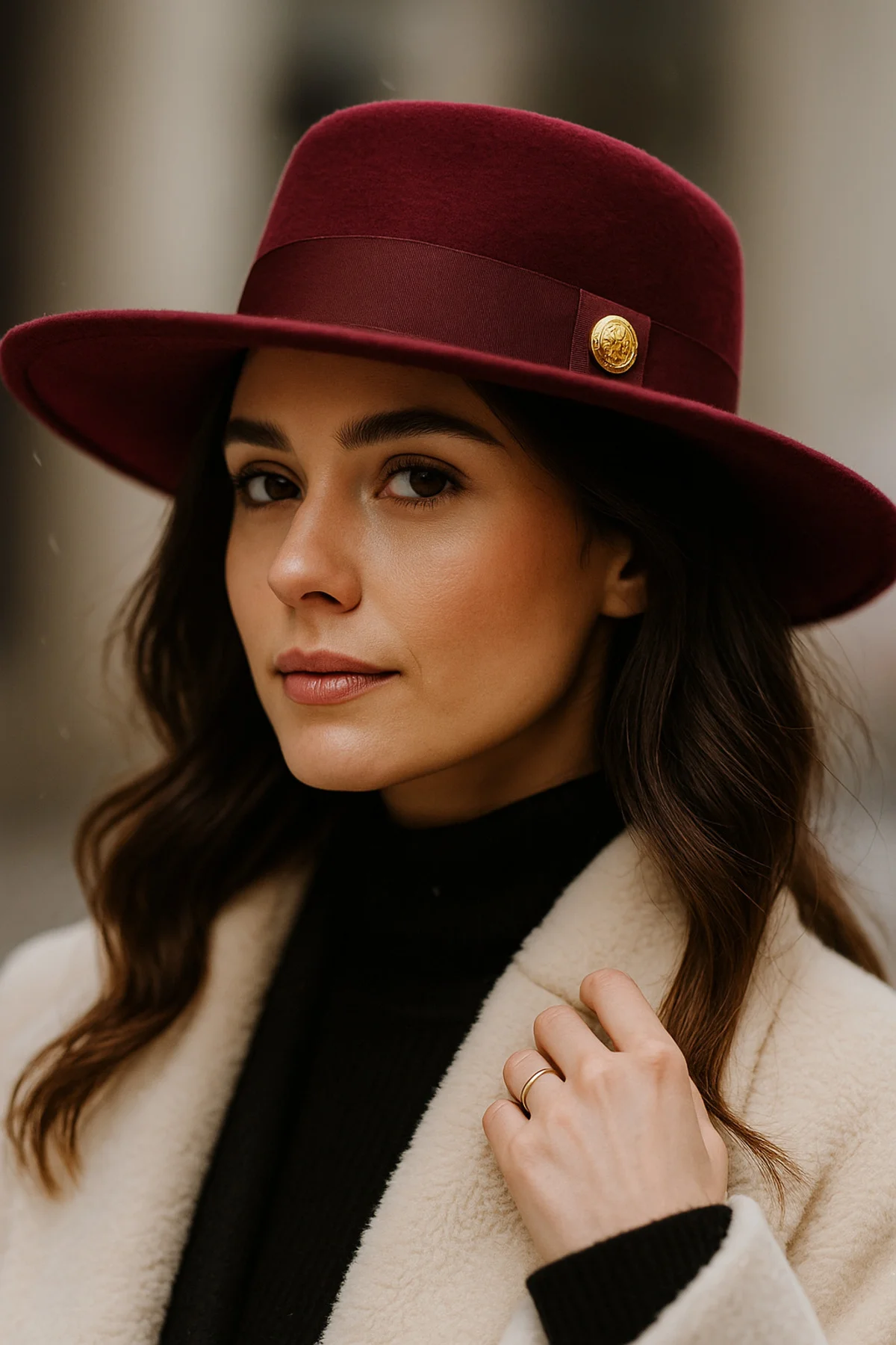 Kadın Bordo Kaşe Gondol Şapka SPK1148 - Luminos Butik Görsel 2