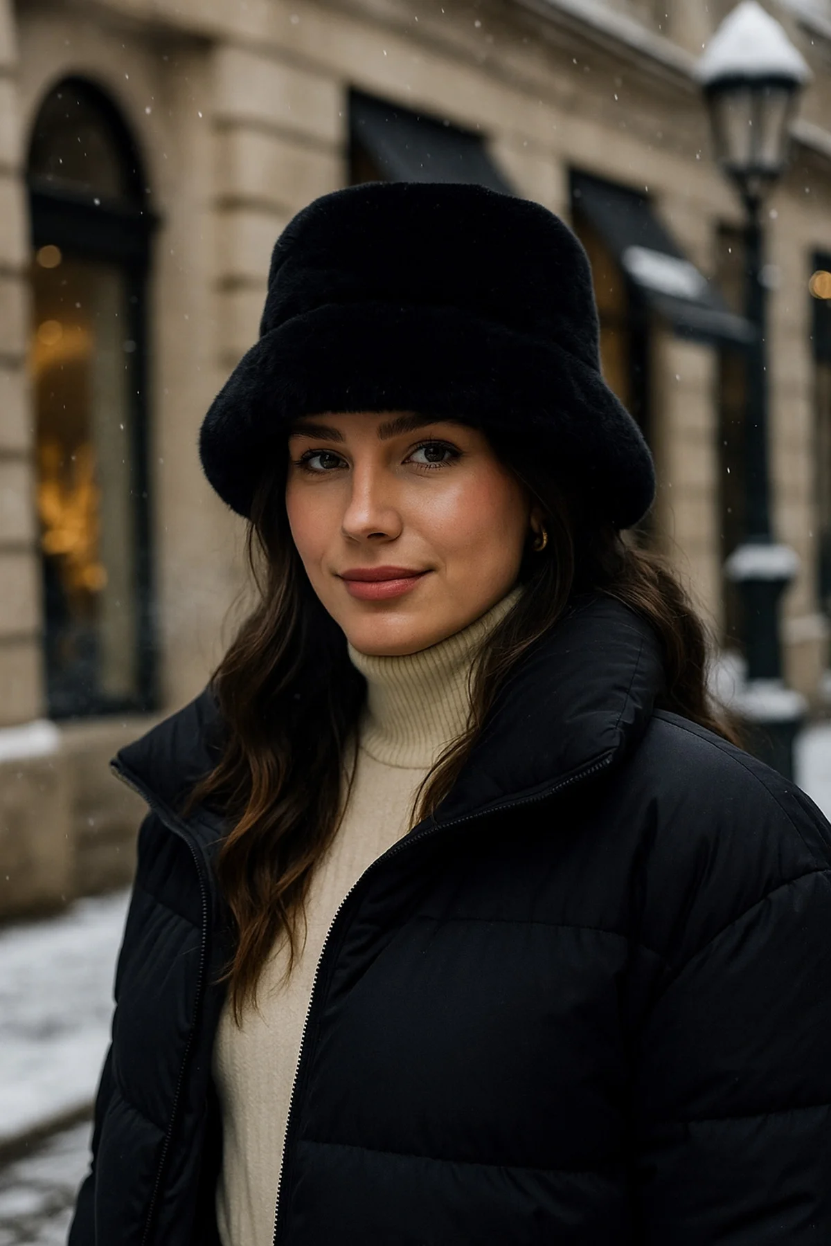 İthal Siyah Tüylü Bucket Şapka - Premium Trend Kış Şapkası - Canlı Siyah Renkli Aksesuar Spk1102-1 - Luminos Butik Görsel 4