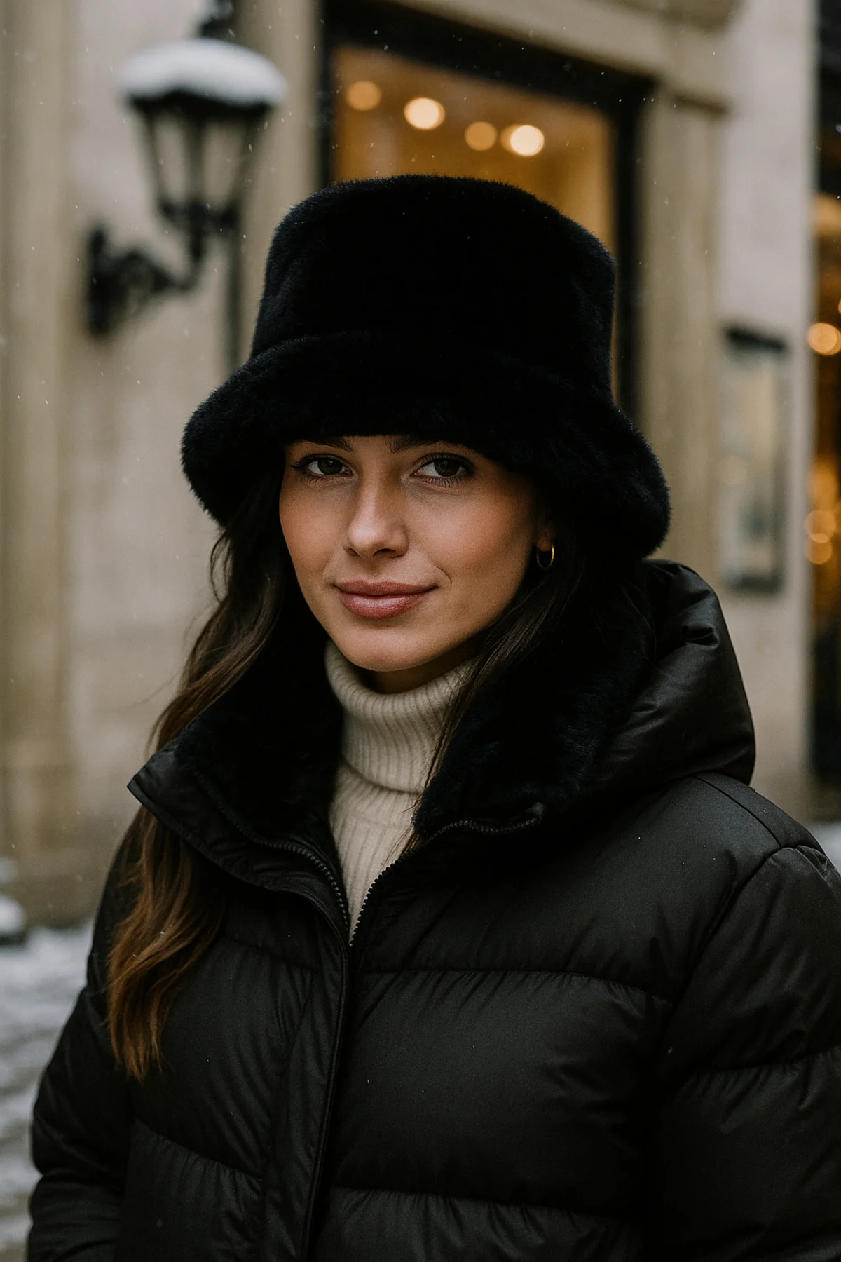 İthal Siyah Tüylü Bucket Şapka - Premium Trend Kış Şapkası - Canlı Siyah Renkli Aksesuar Spk1102-1 - Luminos Butik Görsel 3