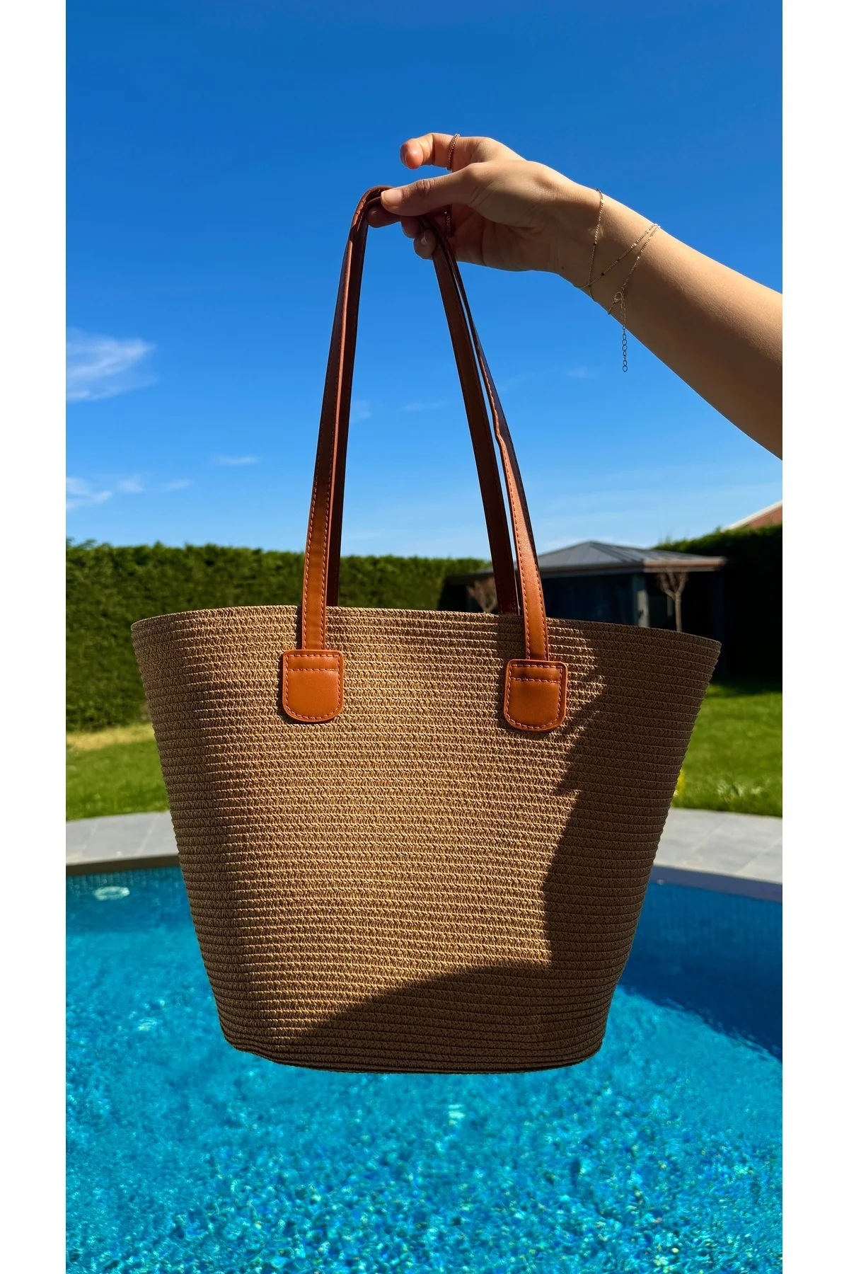 Camel Hasır Çanta Cnt2005 28x39 - Luminos Butik Görsel 4