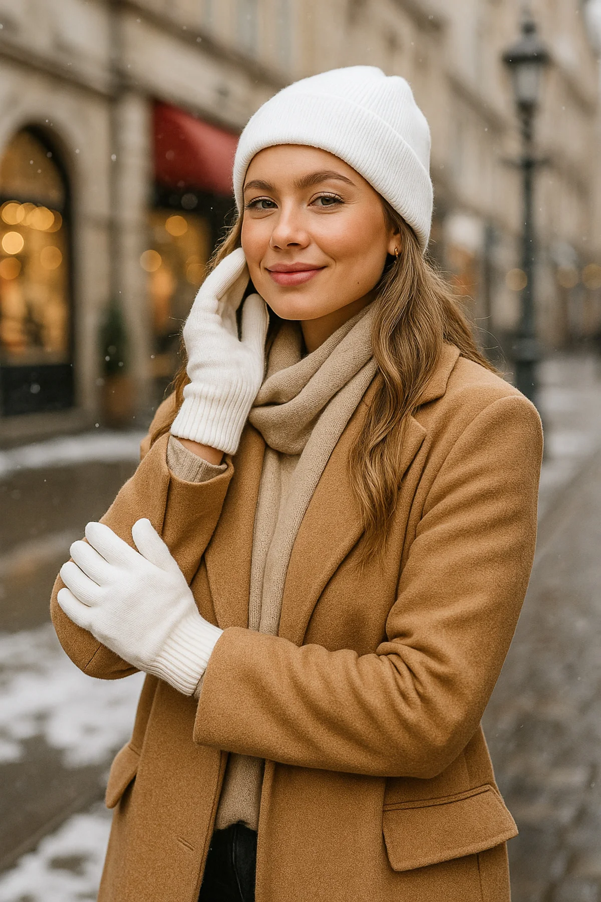 Unisex Ekru Örme Eldiven Eld01 - Luminos Butik Görsel 6