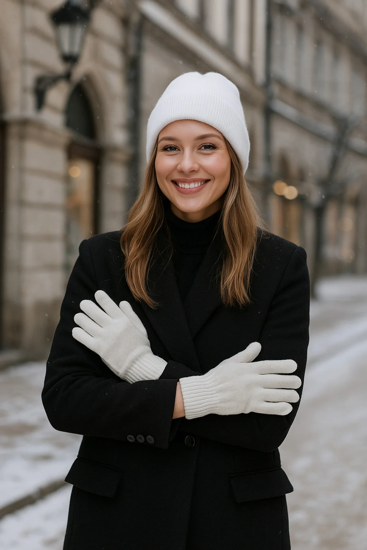 Unisex Ekru Örme Eldiven Eld01 - Luminos Butik Görsel 4
