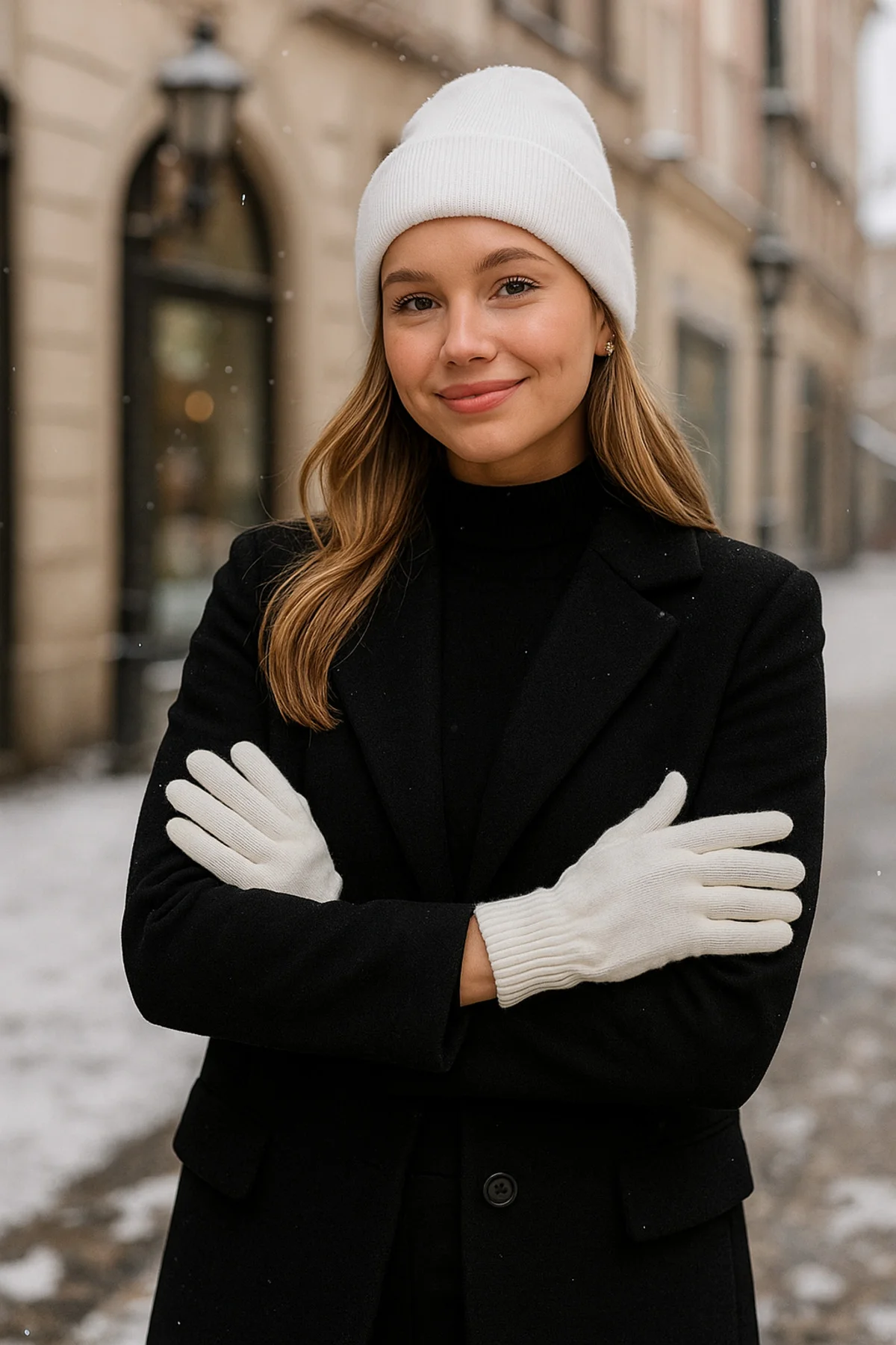 Unisex Ekru Örme Eldiven Eld01 - Luminos Butik Görsel 3