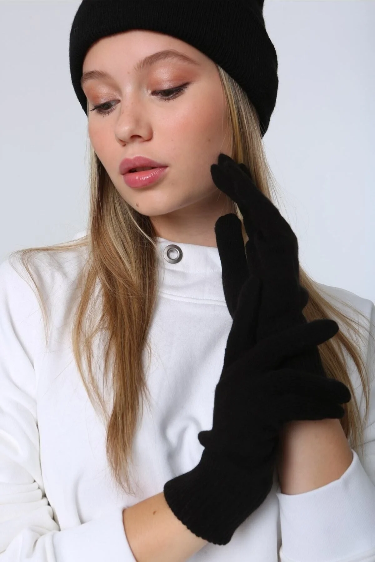 Unisex Siyah Örme Eldiven Eld01 - Luminos Butik Görsel 6