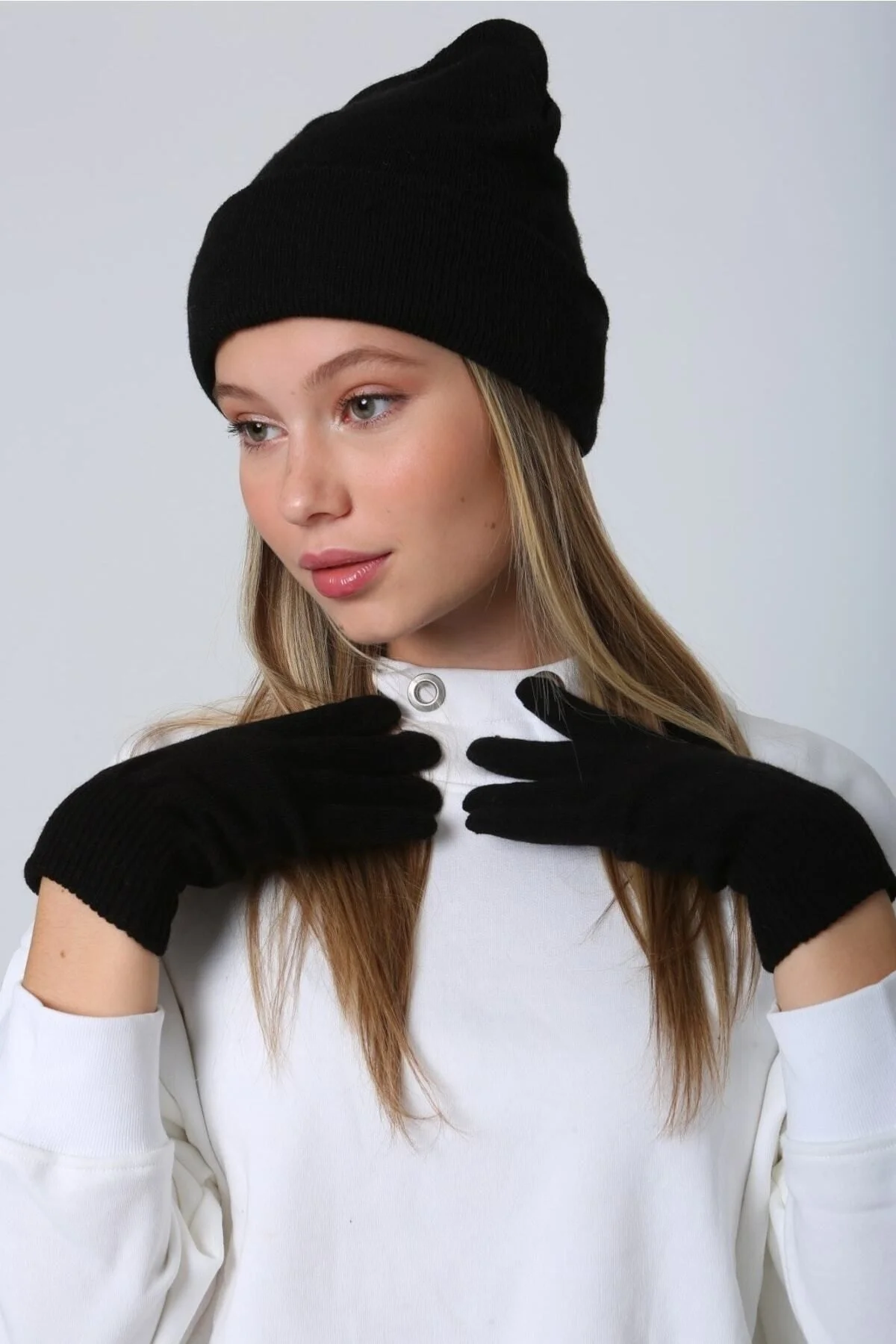 Unisex Siyah Örme Eldiven Eld01 - Luminos Butik Görsel 7