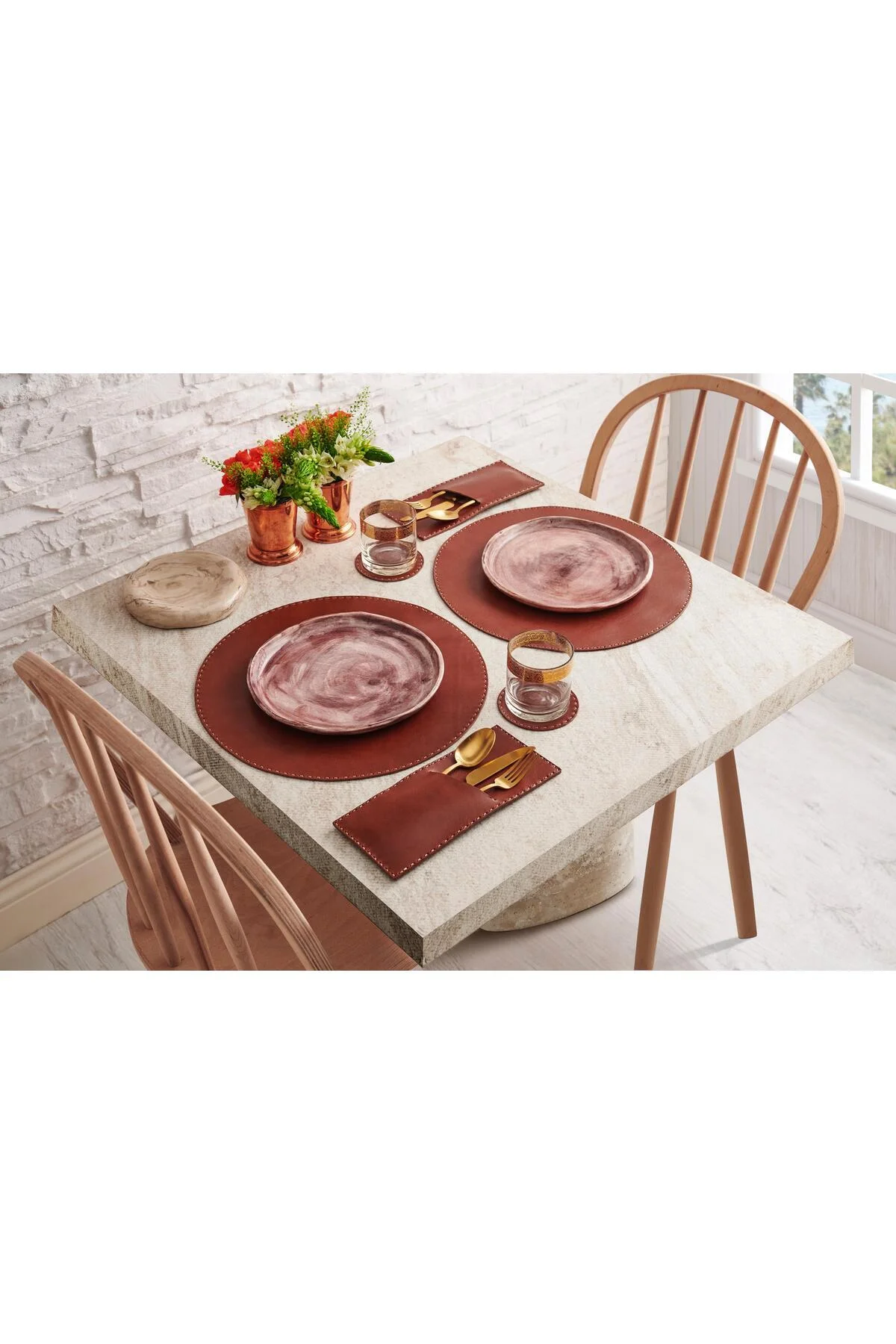 Gerçek Deri 6'lı Bardak altlığı - gardin leather Görsel 5