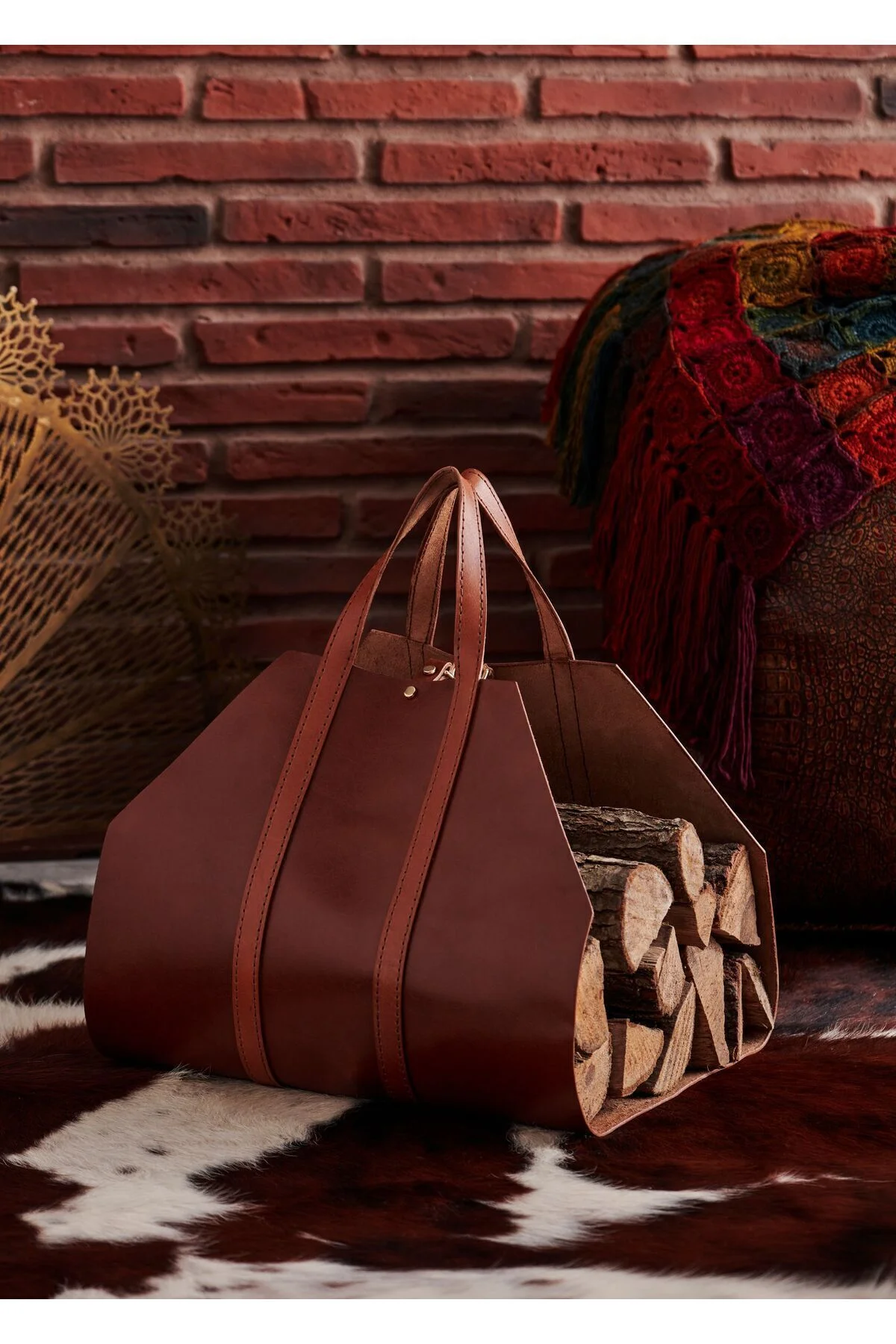 Şömine Odunluk, Şömine, Dekoratif Şömine Odunluğu, Şömine Yanı Odunluk - gardin leather Görsel 2