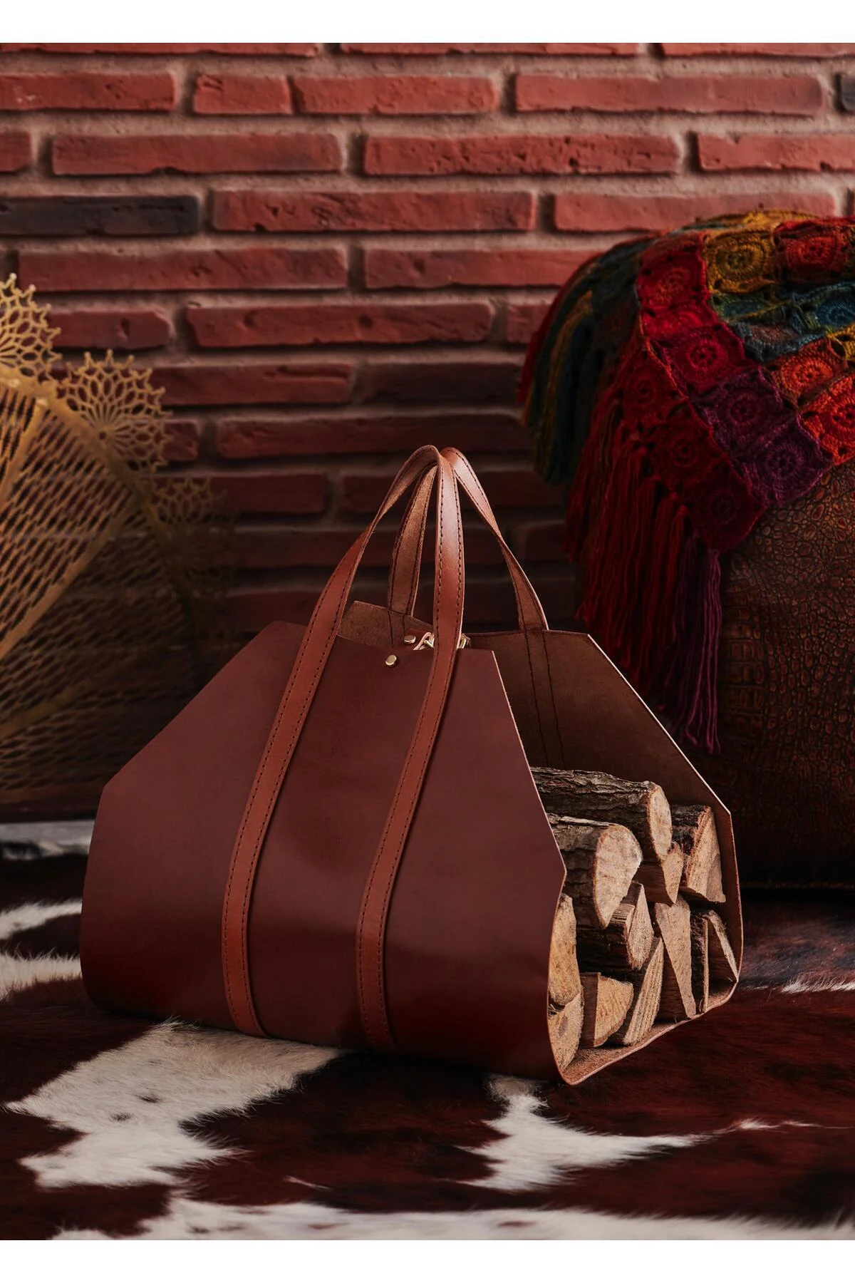 Şömine Odunluk, Şömine, Dekoratif Şömine Odunluğu, Şömine Yanı Odunluk - gardin leather Görsel 5
