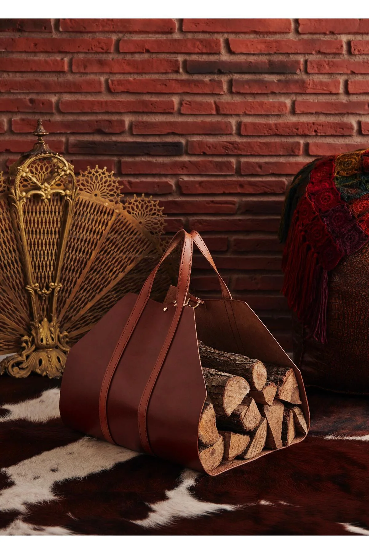Şömine Odunluk, Şömine, Dekoratif Şömine Odunluğu, Şömine Yanı Odunluk - gardin leather Görsel 4