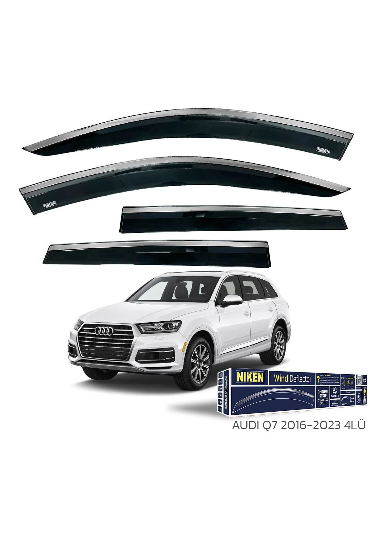 Audi Q7 2016-2023 Arası Kromlu Cam Rüzgarlığı