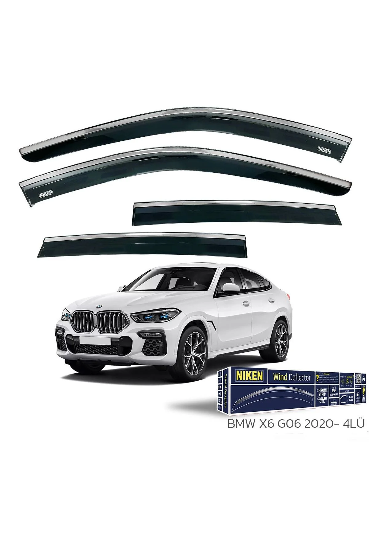 BMW X6 G06 2020 ve Sonrası Kromlu Cam Rüzgarlığı