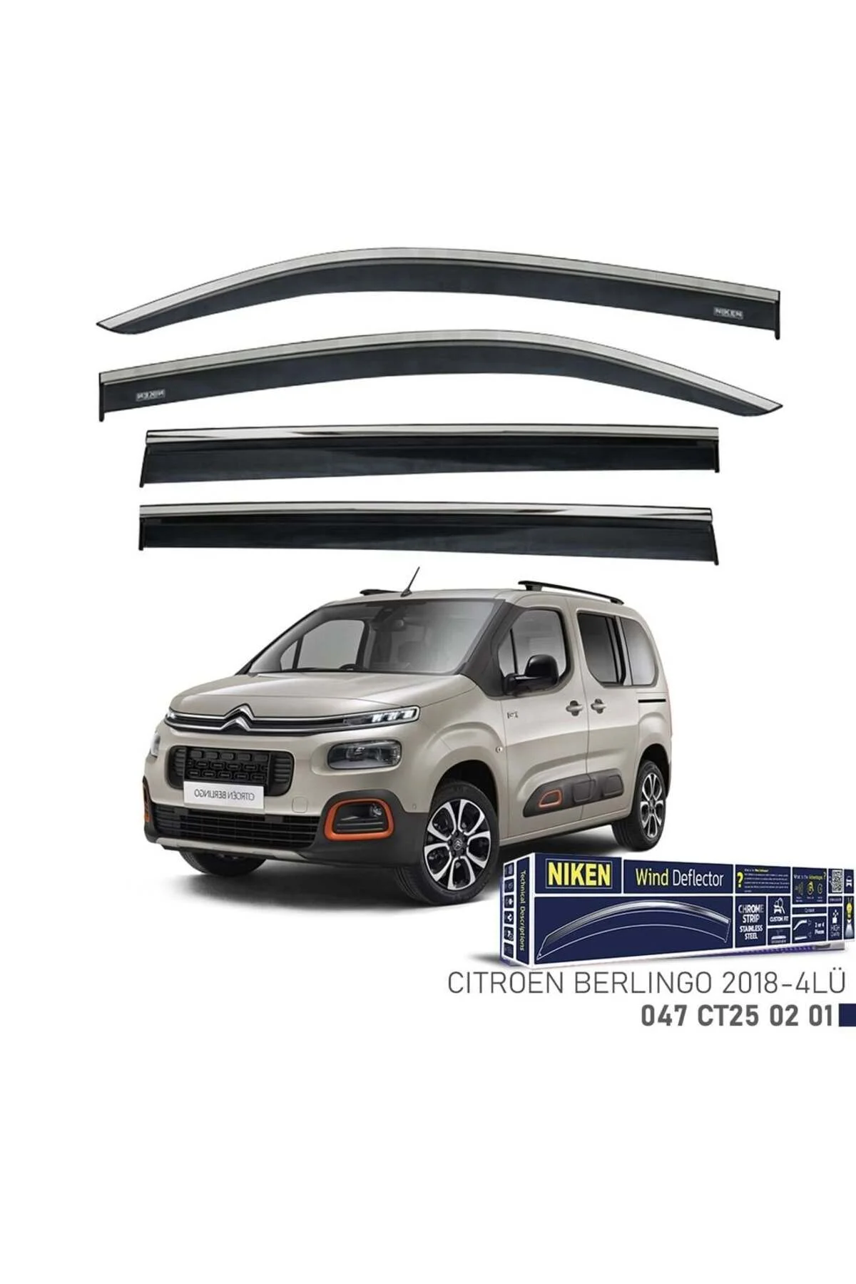 Citroen Berlingo Cam Rüzgarlığı Kromlu 2018- 4'Lü
