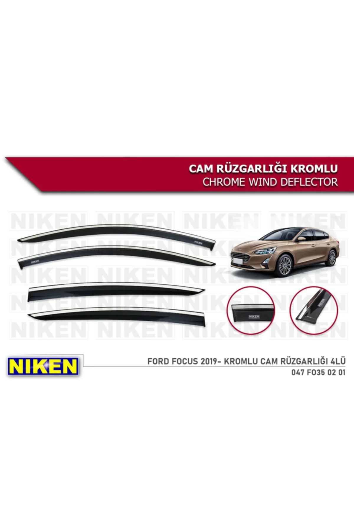 Ford Focus 2019- Kromlu Cam Rüzgarlığı 4lü