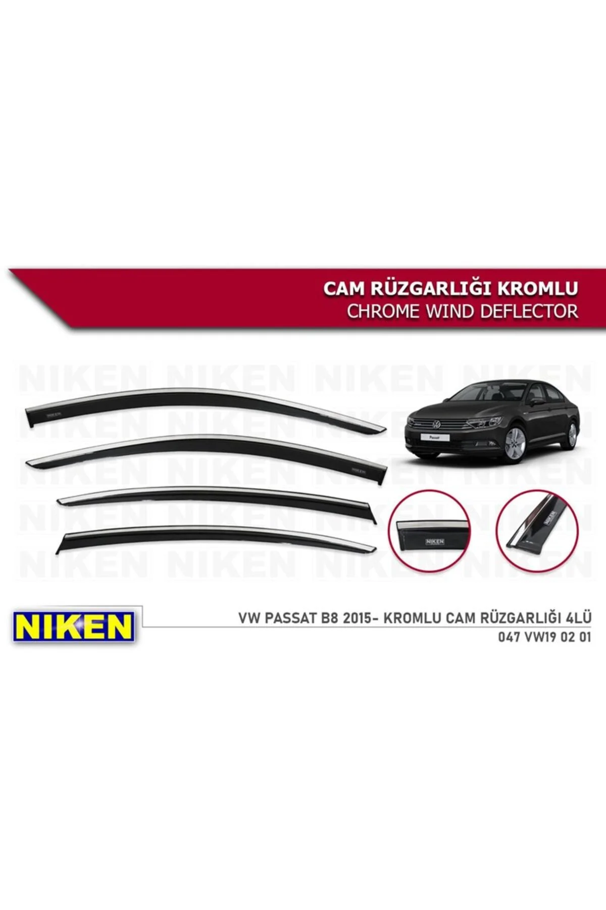 KROMLU CAM RÜZGARLIĞI VOLKSWAGEN PASSAT B8 B8,5 2015 SONRASI 4LÜ