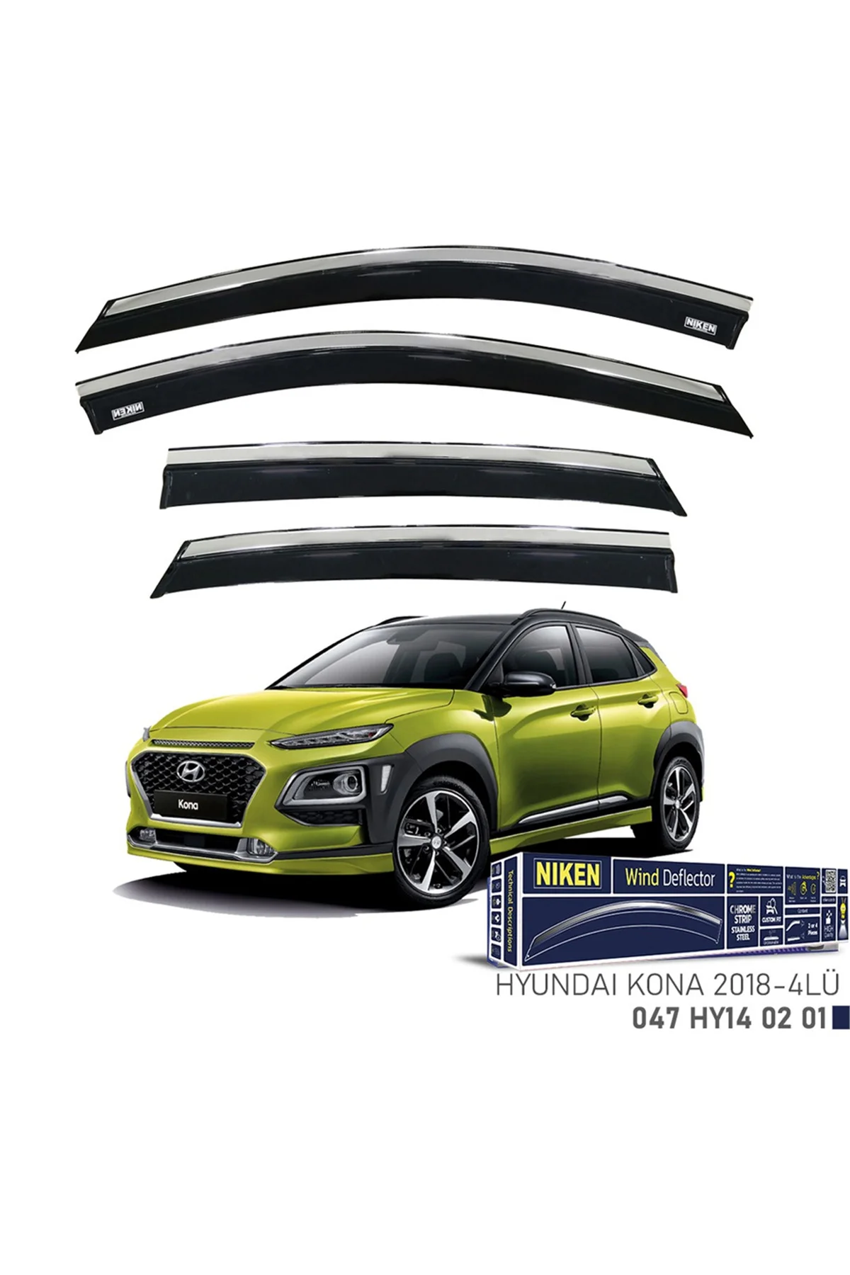 Hyundai Kona 2023+ Kromlu Cam Rüzgarlığı 4 lü - Niken Görsel 2