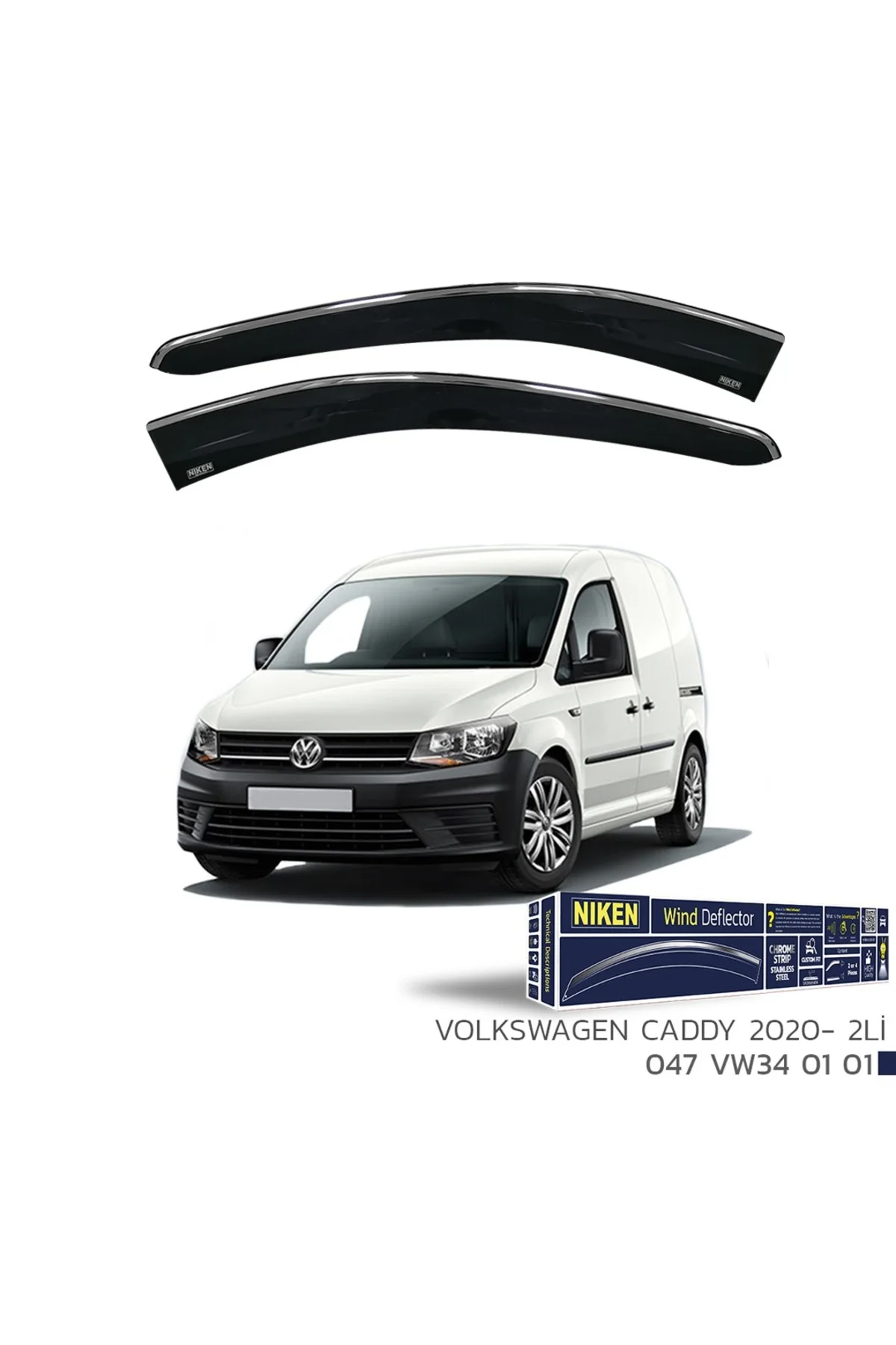 VW Caddy 2020 ve Sonrası Kromlu Cam Rüzgarlığı 2'li