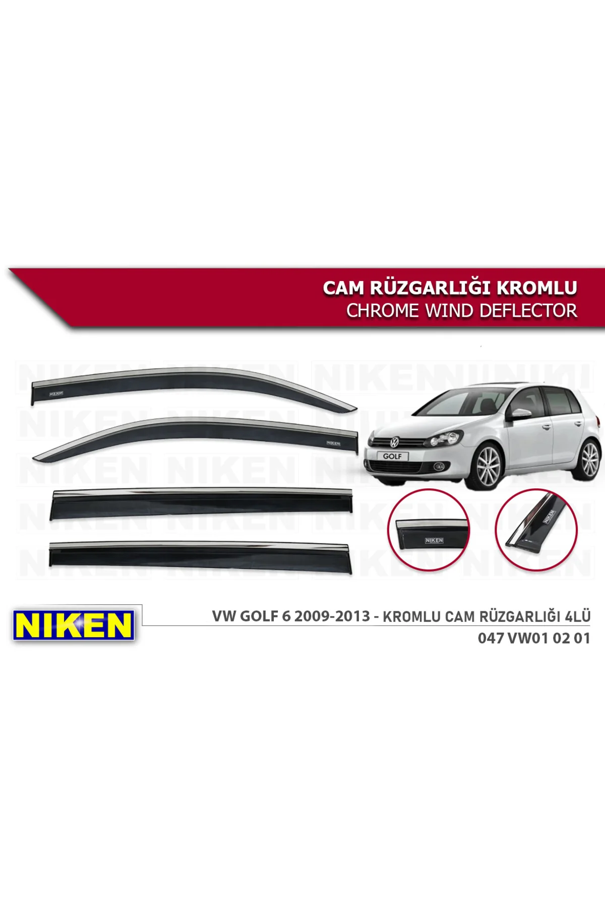Vw Golf 6 Cam Rüzgarlığı Kromlu Uyumlu 2009 / 2013