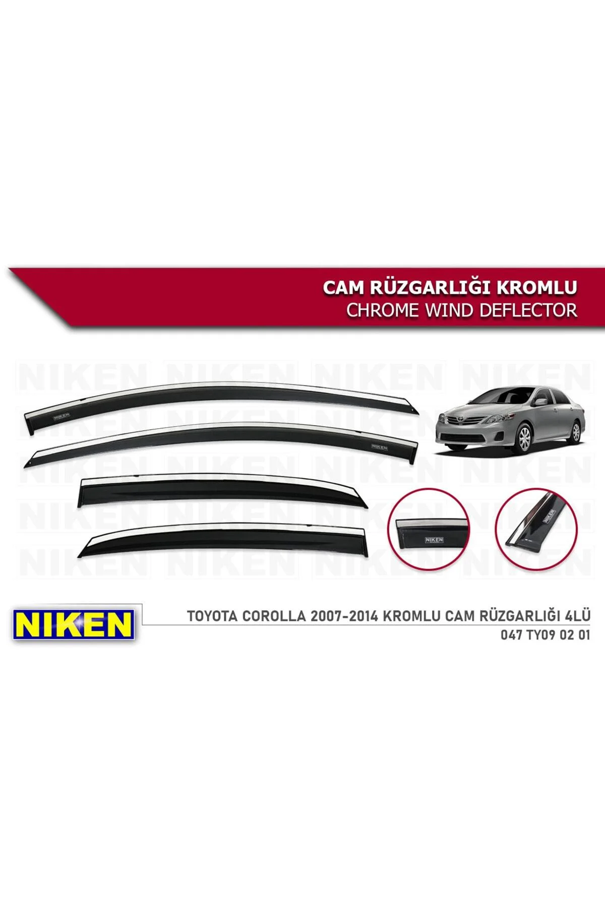 Corolla 2007-2013 Kromlu Cam Rüzgarlığı
