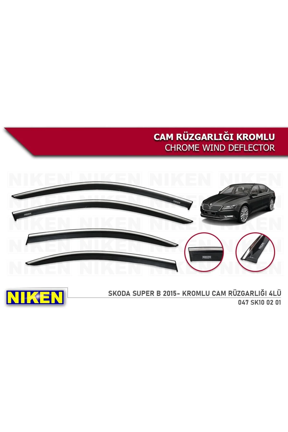 Skoda Superb 2015-2023 Kromlu Cam Rüzgarlığı