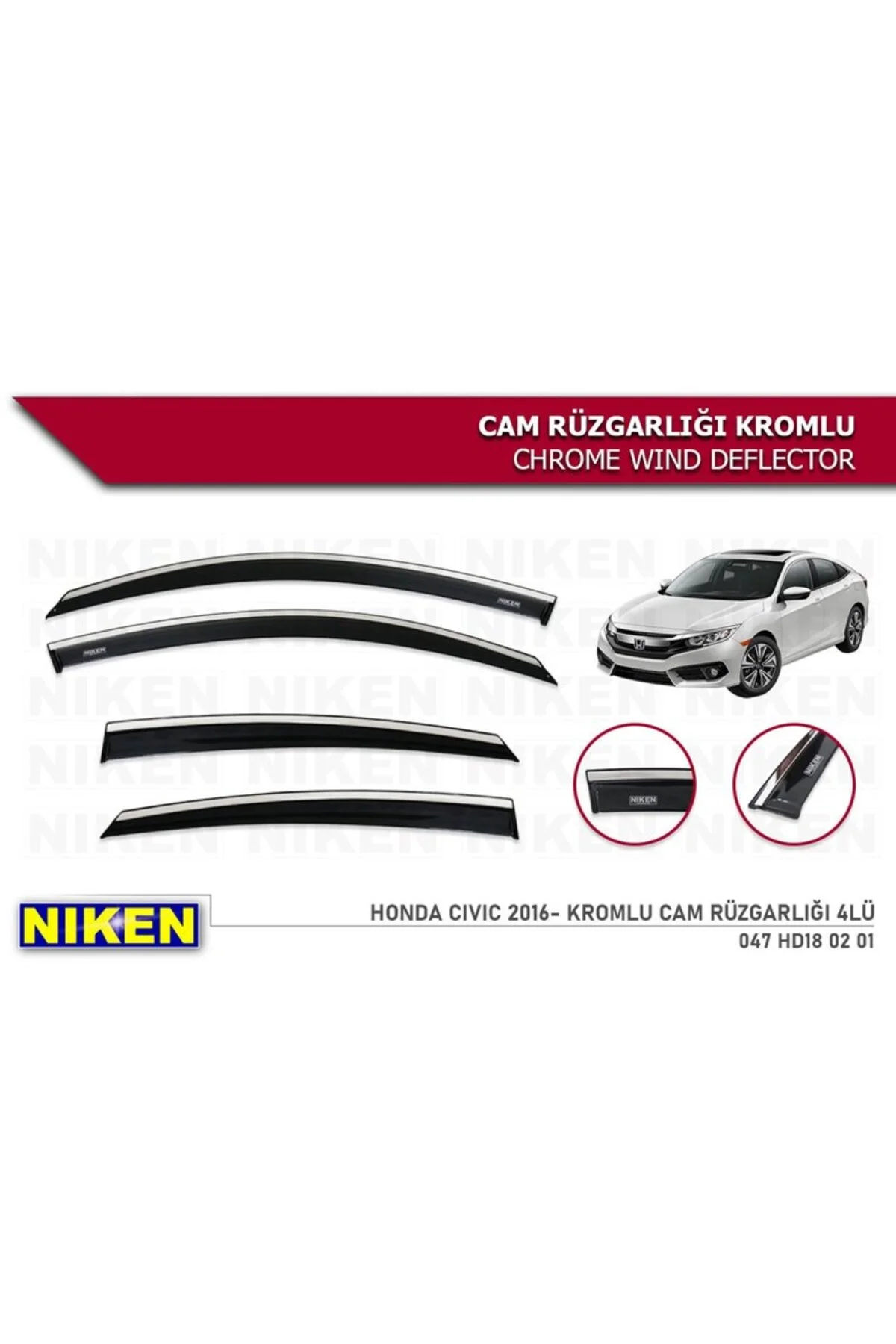 Honda Civic 2016-2020 Kromlu Cam Rüzgarlığı