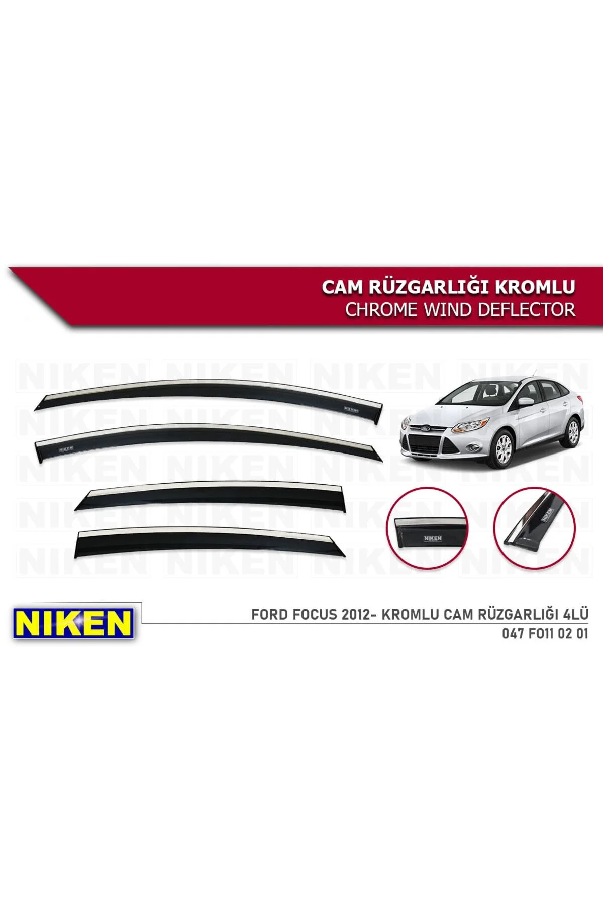Ford Focus 3 2012-2017 Kromlu Cam Rüzgarlığı