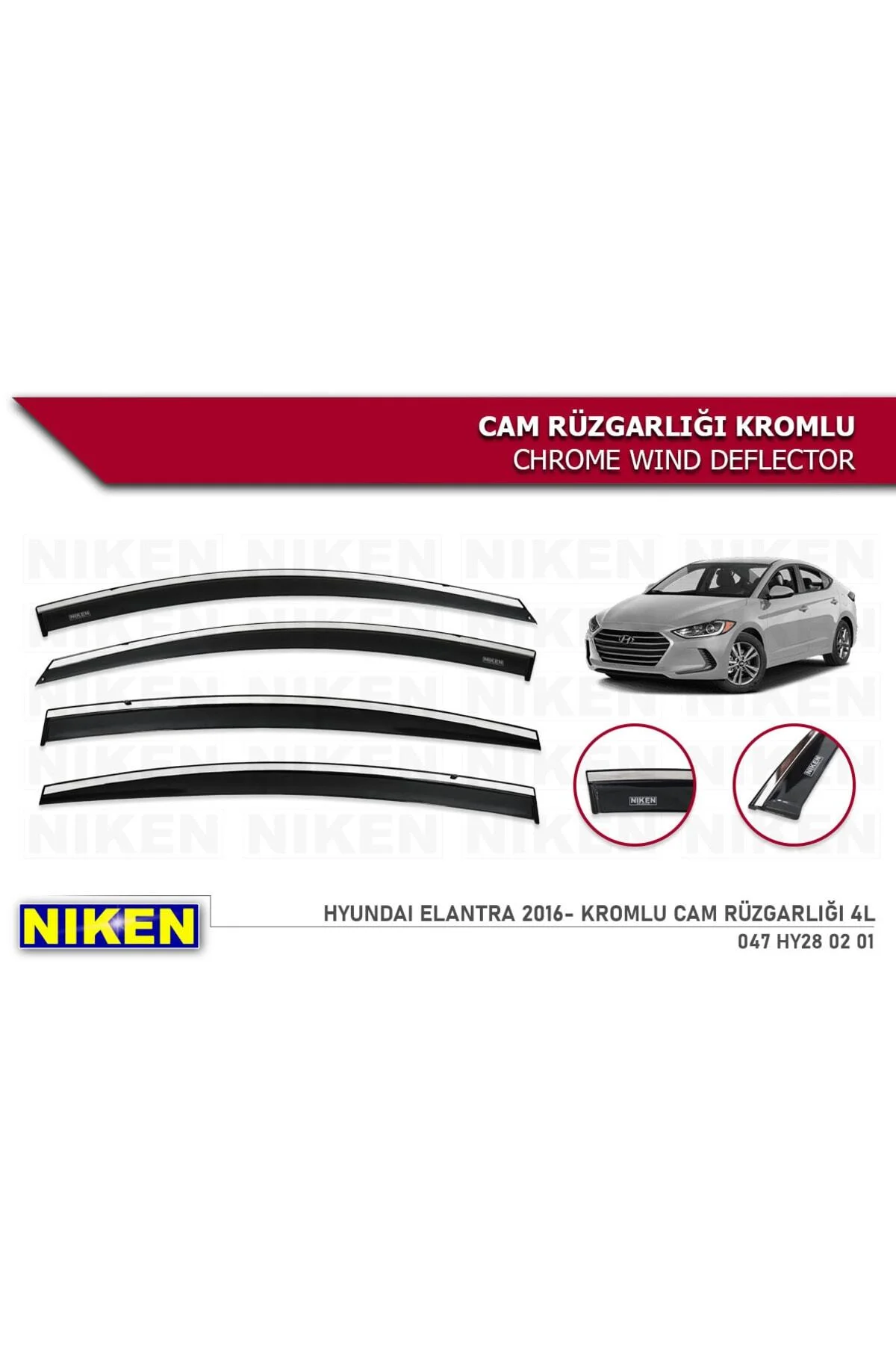 Hyundai Elantra 2016-2021 Kromlu Cam Rüzgarlığı