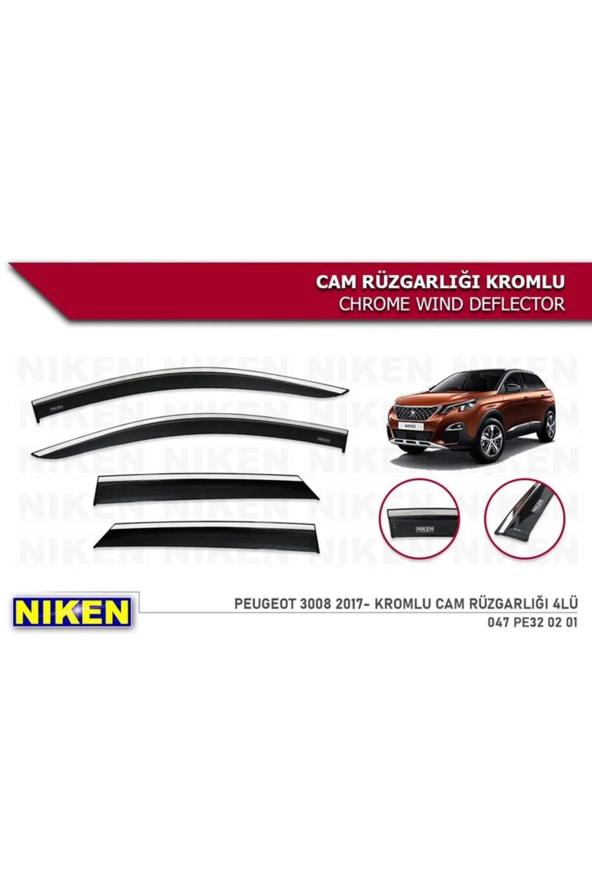 Peugeot 3008 2017-2019 Kromlu Cam Rüzgarlığı