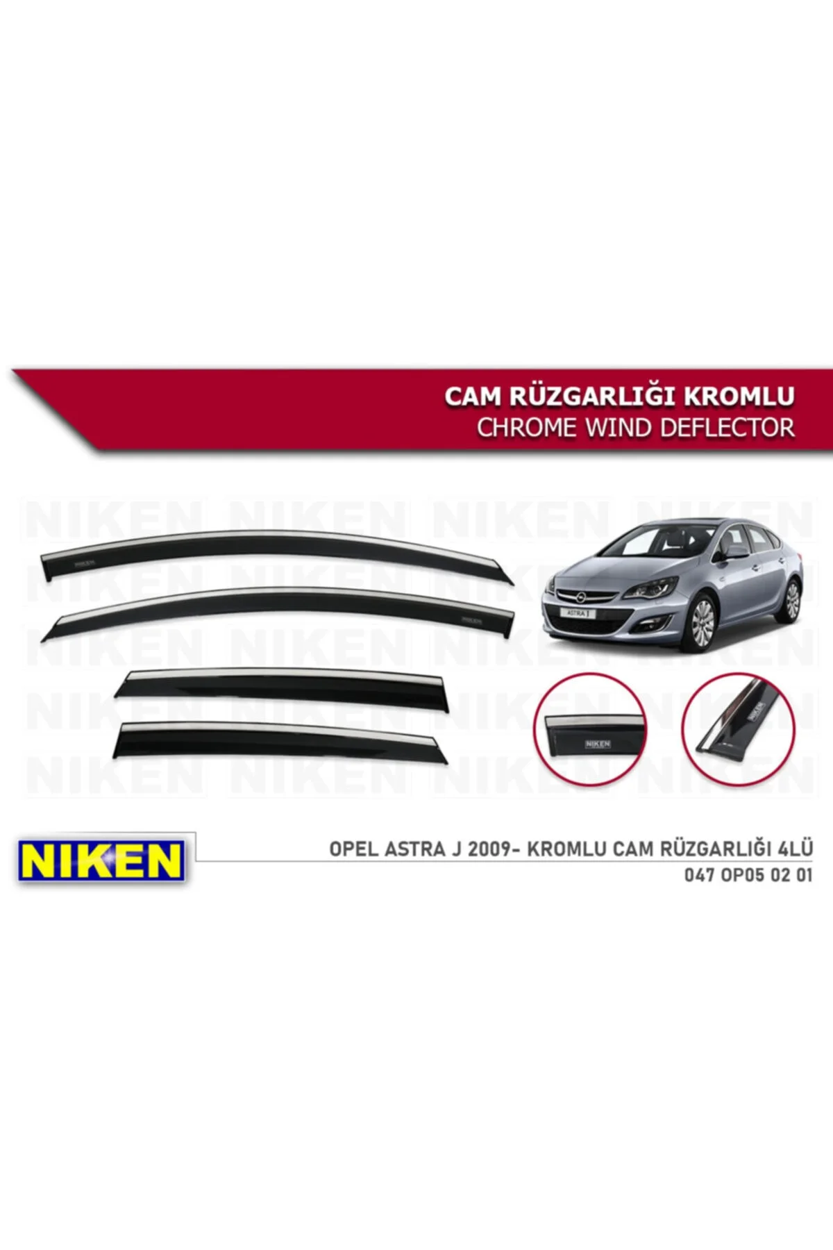 Opel Astra J 2009- Kromlu Cam Rüzgarlığı 4lü