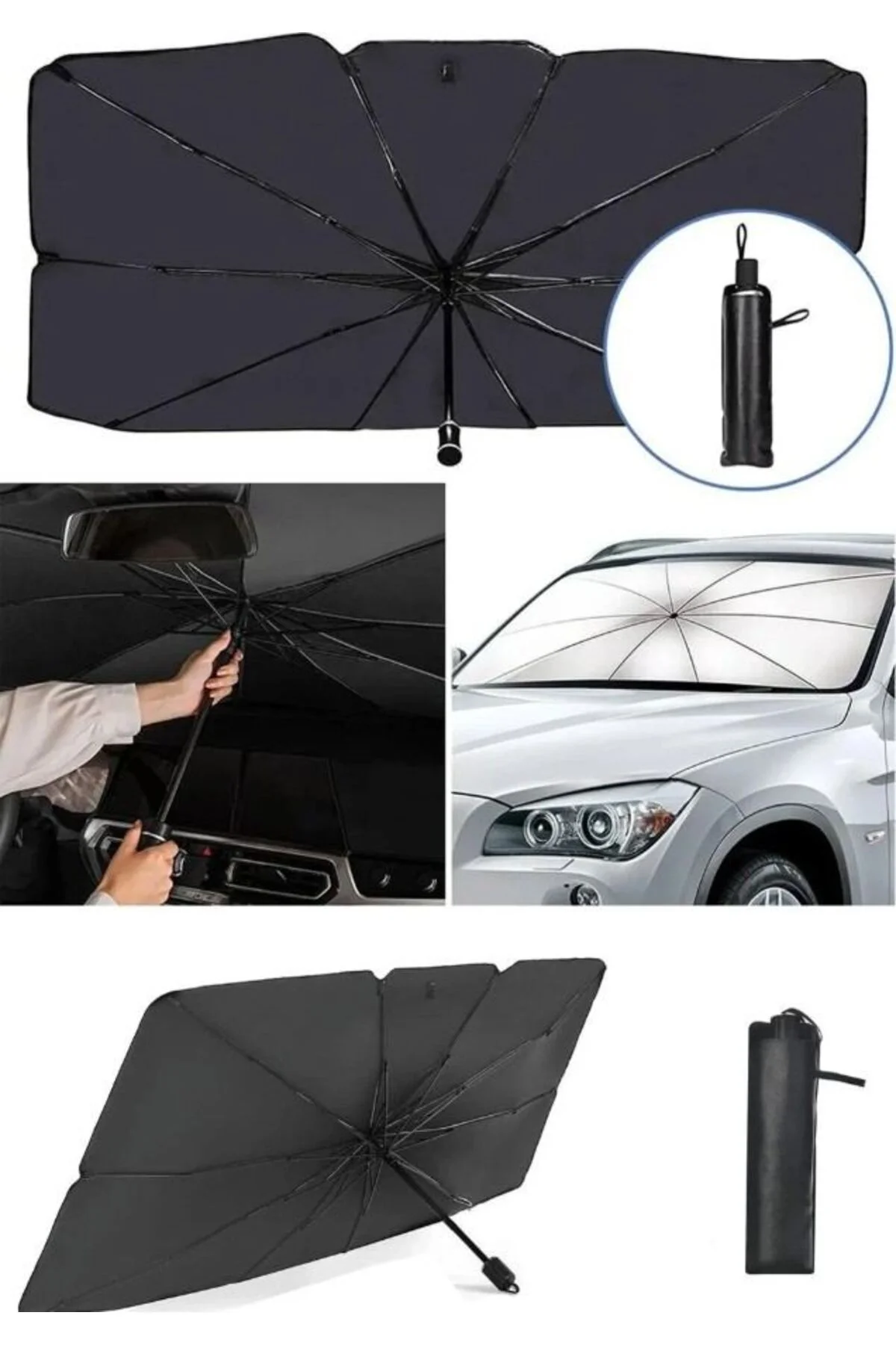 Araç Ön Cam Güneşlik Katlanabilir Şemsiye UV Reflektör - OTOCİRİT Görsel 2