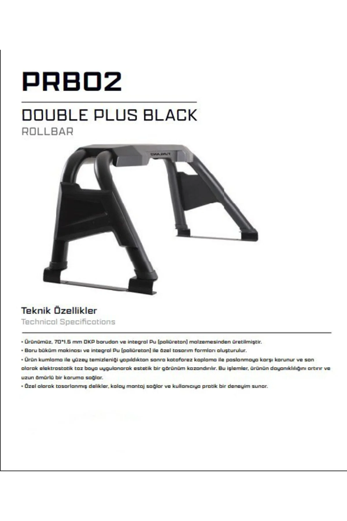 Foton Tunland V9 Model Uyumlu Roll Bar Siyah PRB02 - AQM4WD Görsel 2