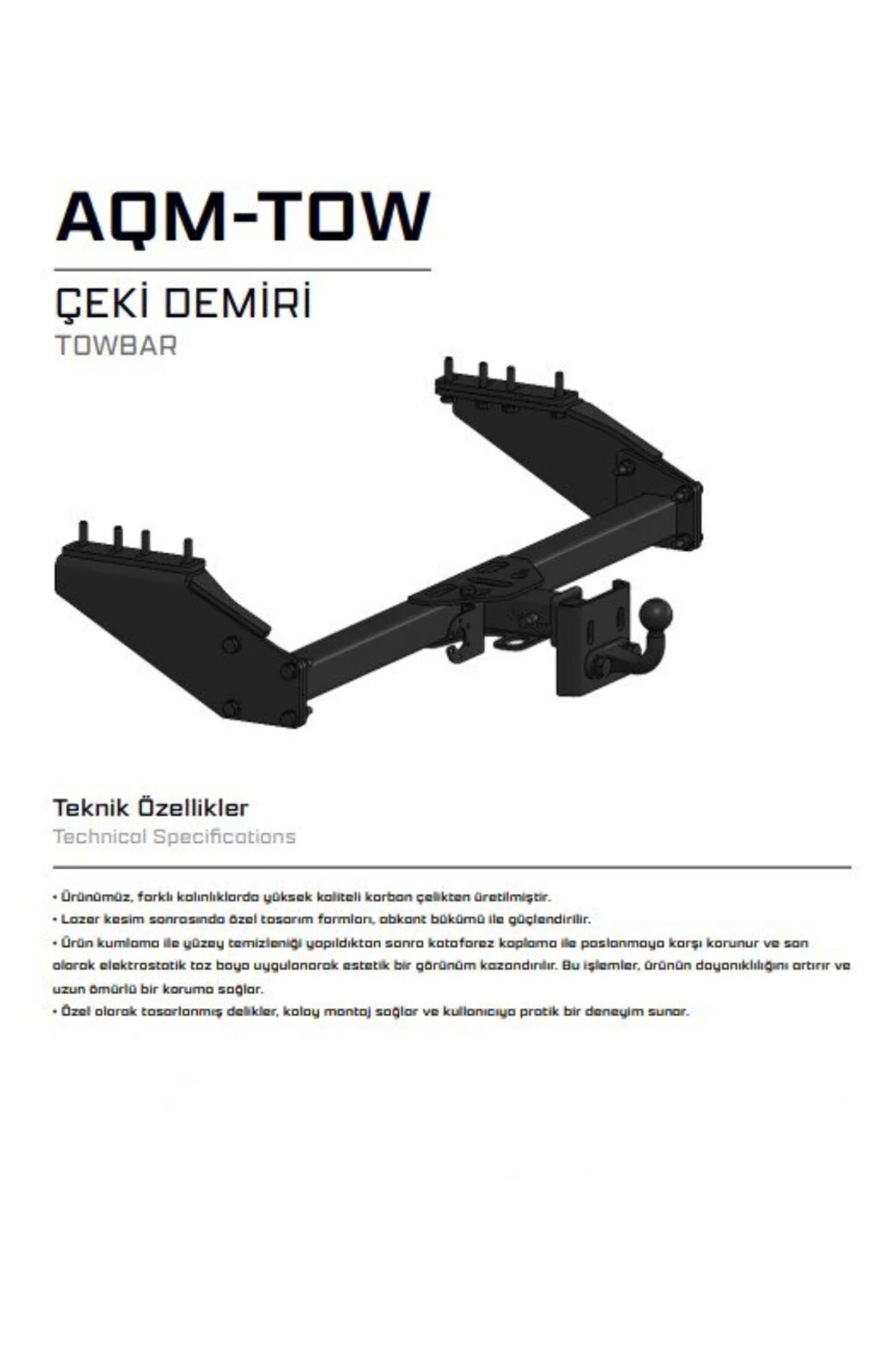 Foton Tunland V9 Model Uyumlu Arka Çeki Demiri - AQM4WD Görsel 2