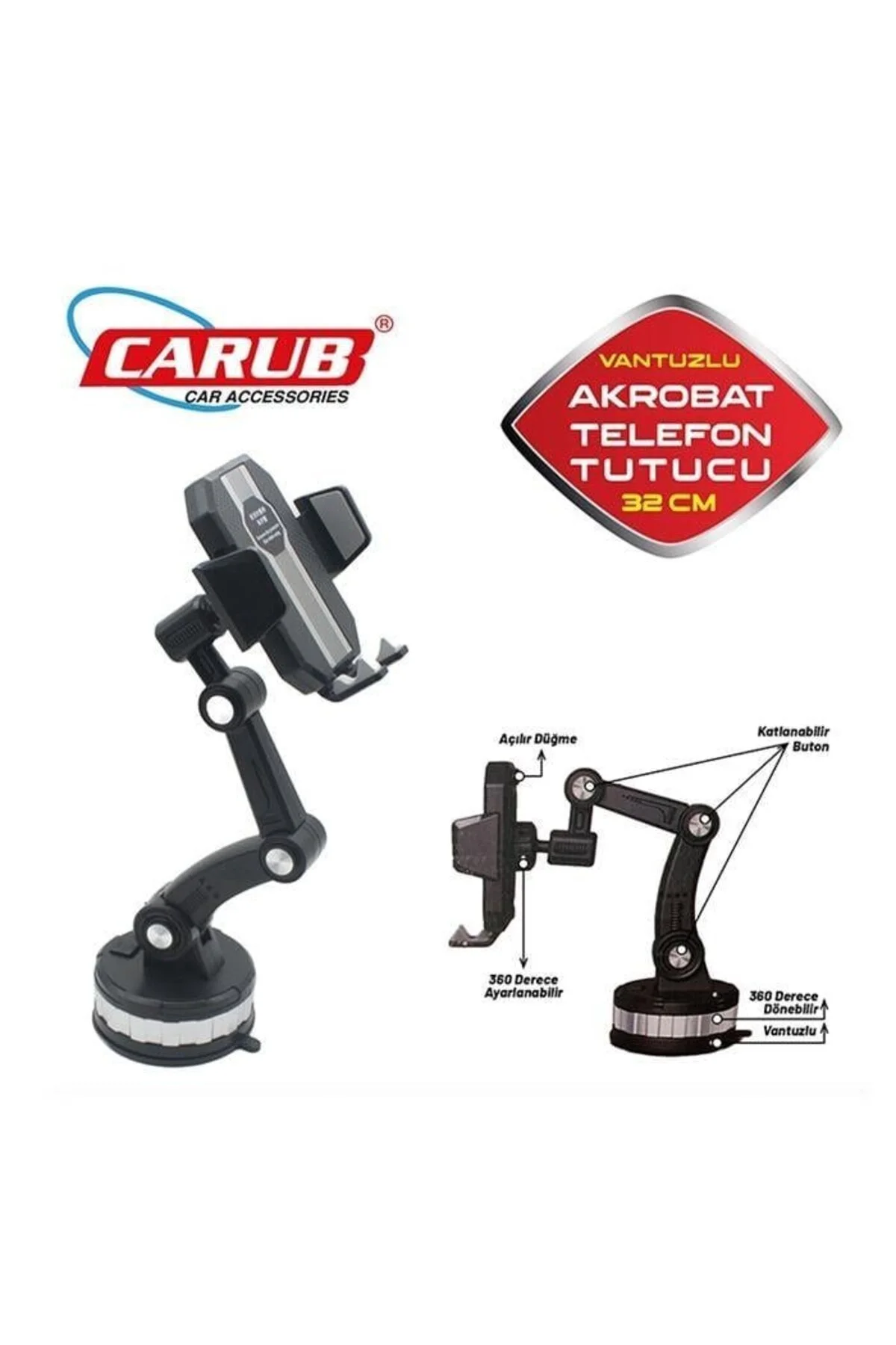 Telefon Tutucu Akrobat 360° 32cm Vantuzlu