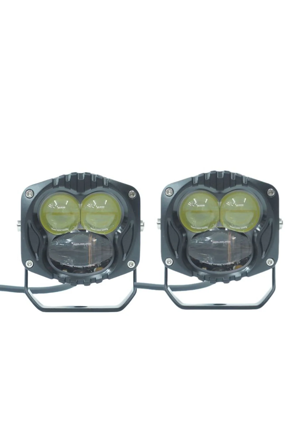 Off-Road Sis Lambası 7.3x6.8x6.8cm Sarı-Beyaz Siyah Çerçeveli 12-30v (Set Olarak)