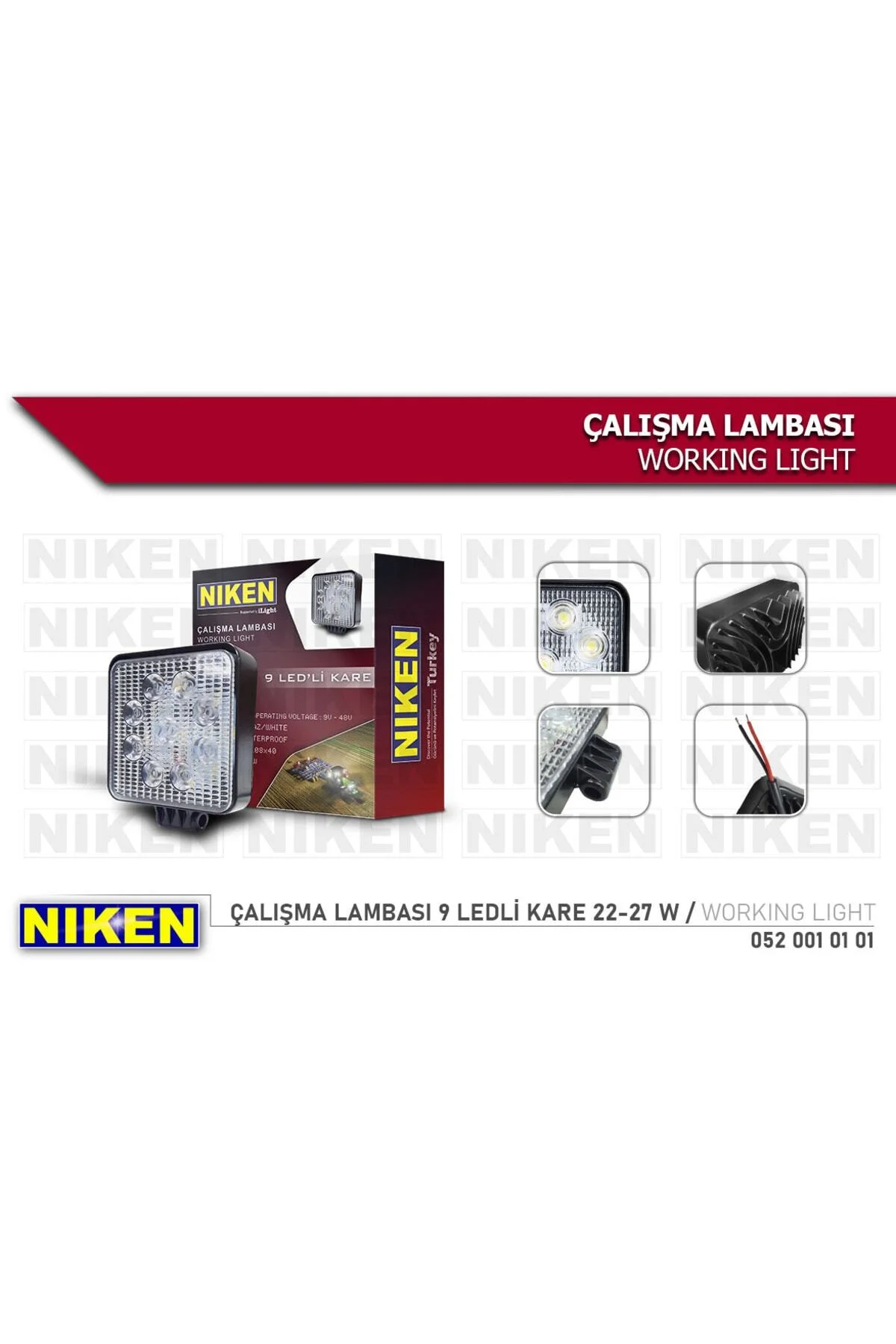 Kare Çalışma Lambası 9 Led Pro Seri
