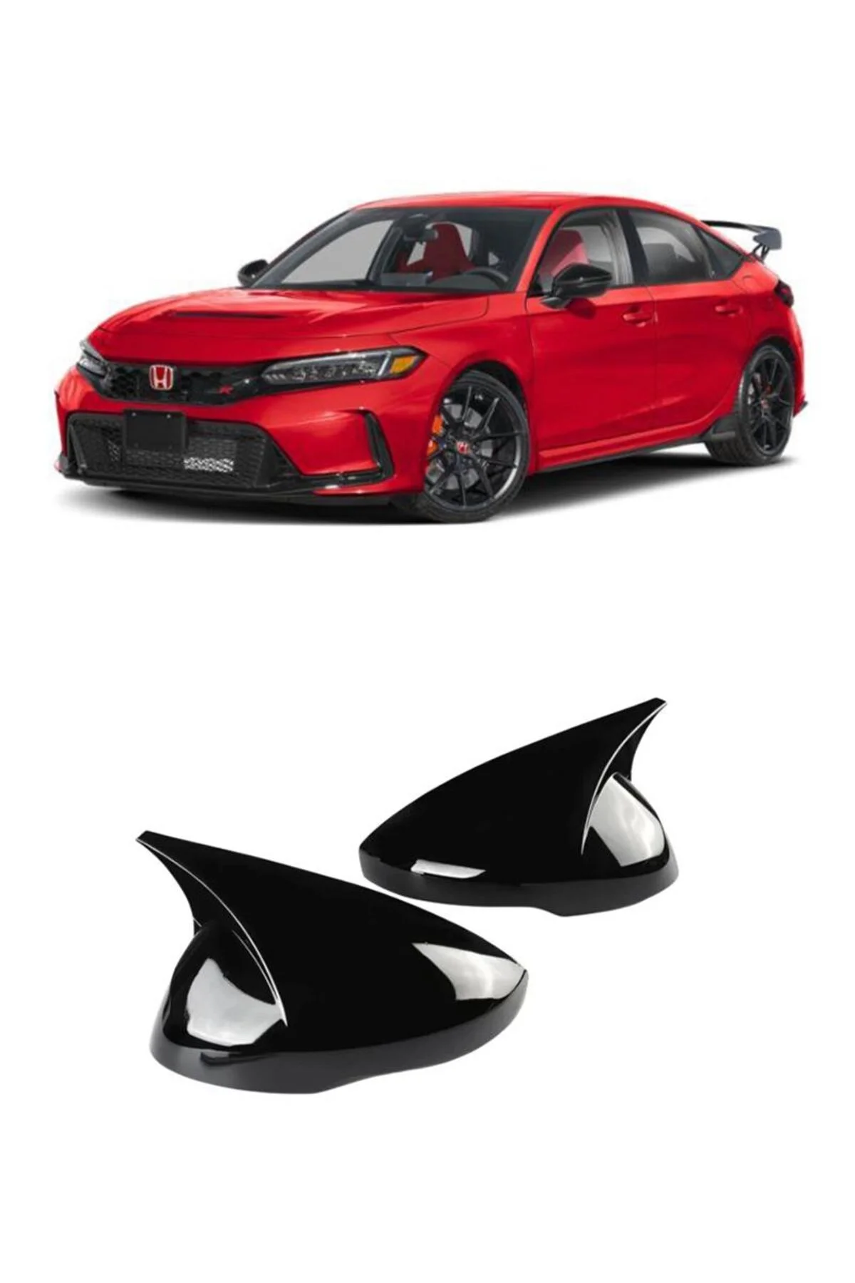 Honda Civic FE 2022 ve Sonrası Araca Özel Yarasa Ayna Kapağı Parlak Siyah
