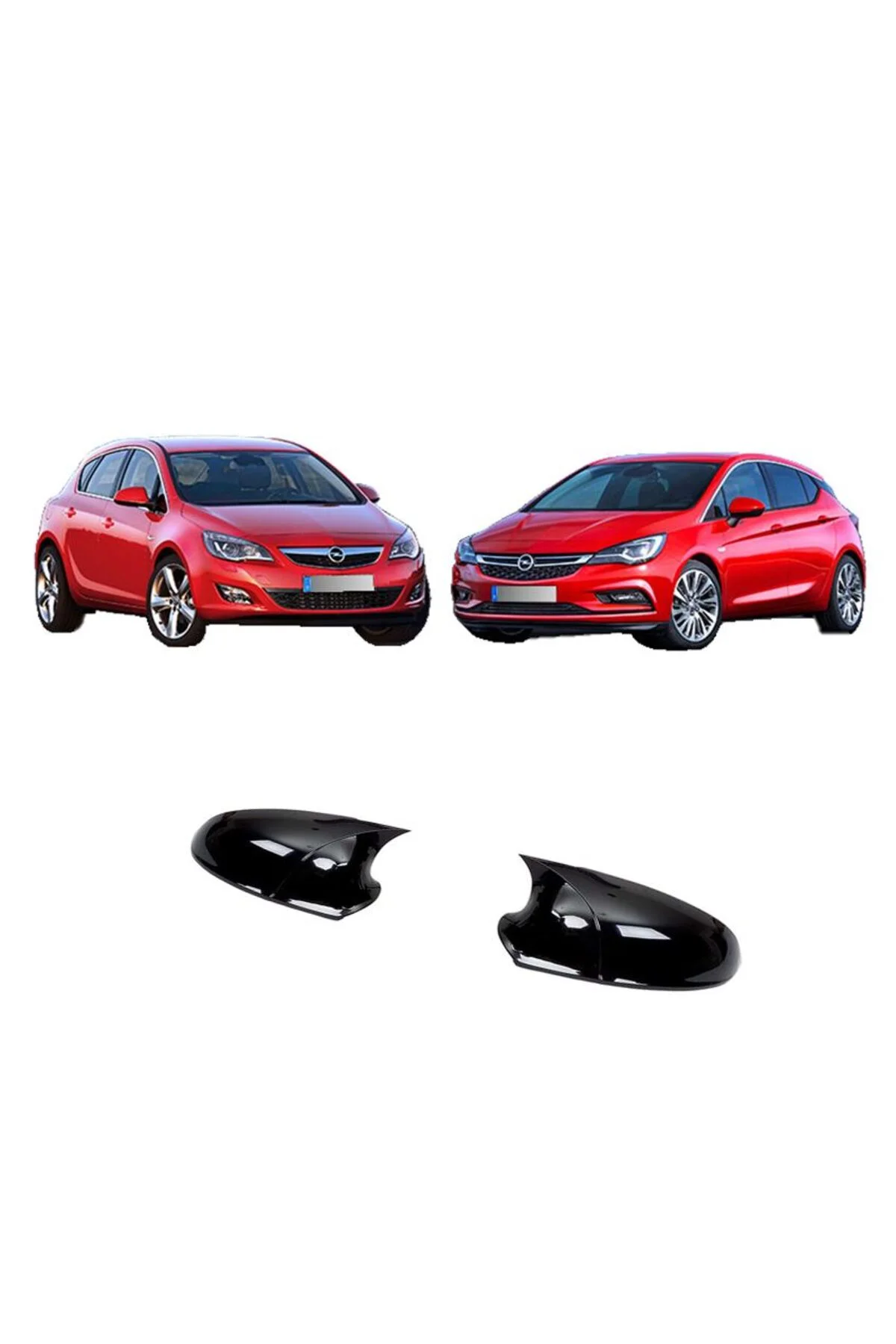 Opel Astra J 2009-2016 Arası Araca Özel Yarasa Ayna Kapağı Parlak Siyah