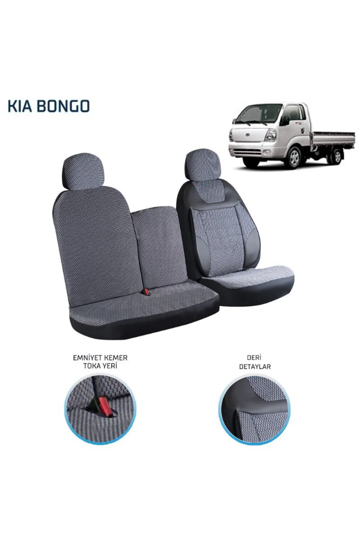 Kia Bongo 2+1 Ön Koltuk Kılıf Seti Füme - crt Görsel 3