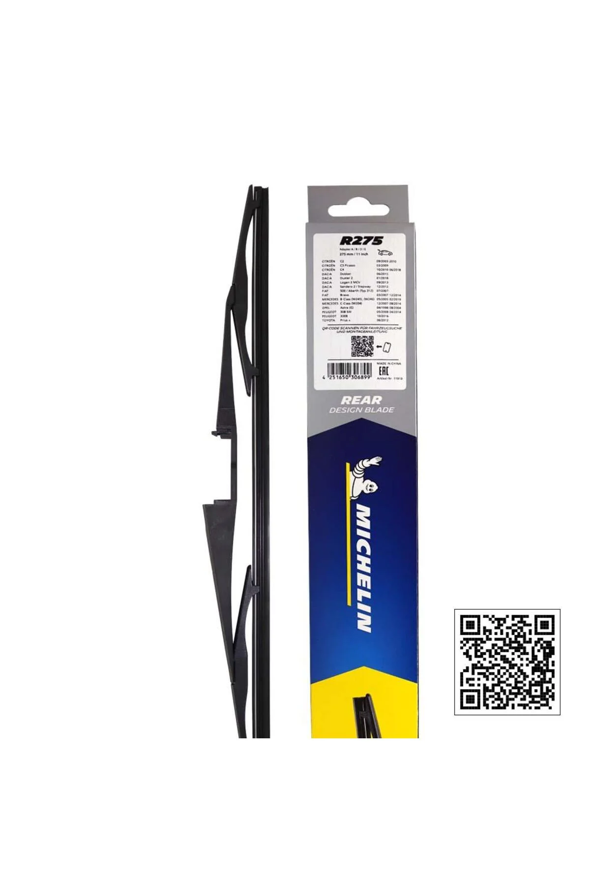 Citroen C2 2003-2010 Arası Rainforce™ 27,5CM 1 Adet Telli Hibrit Arka Silecek - Michelin Görsel 6