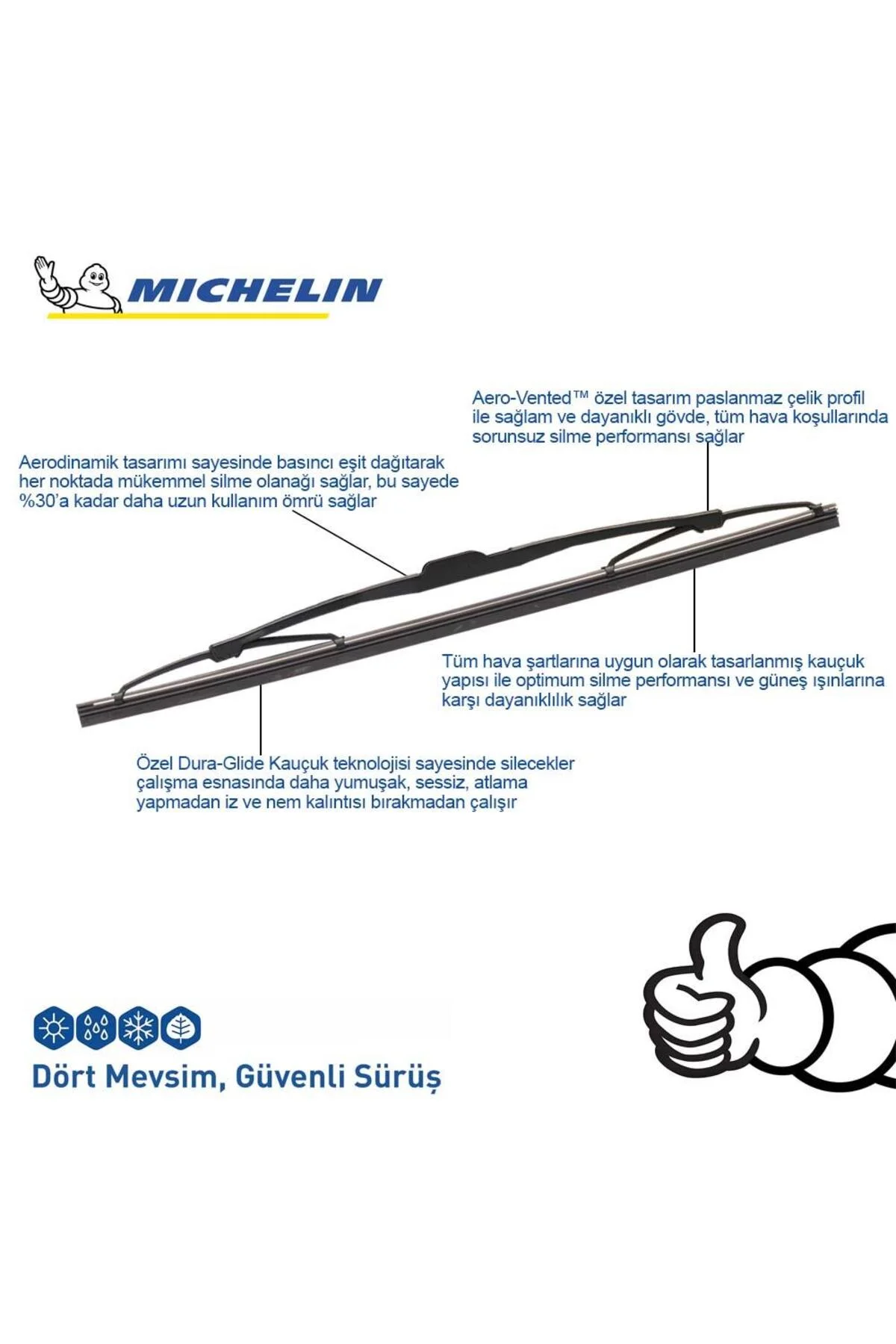 Ford Fusion 2002-2012 Arası Rainforce™ 28CM 1 Adet Telli Arka Silecek - Michelin Görsel 5