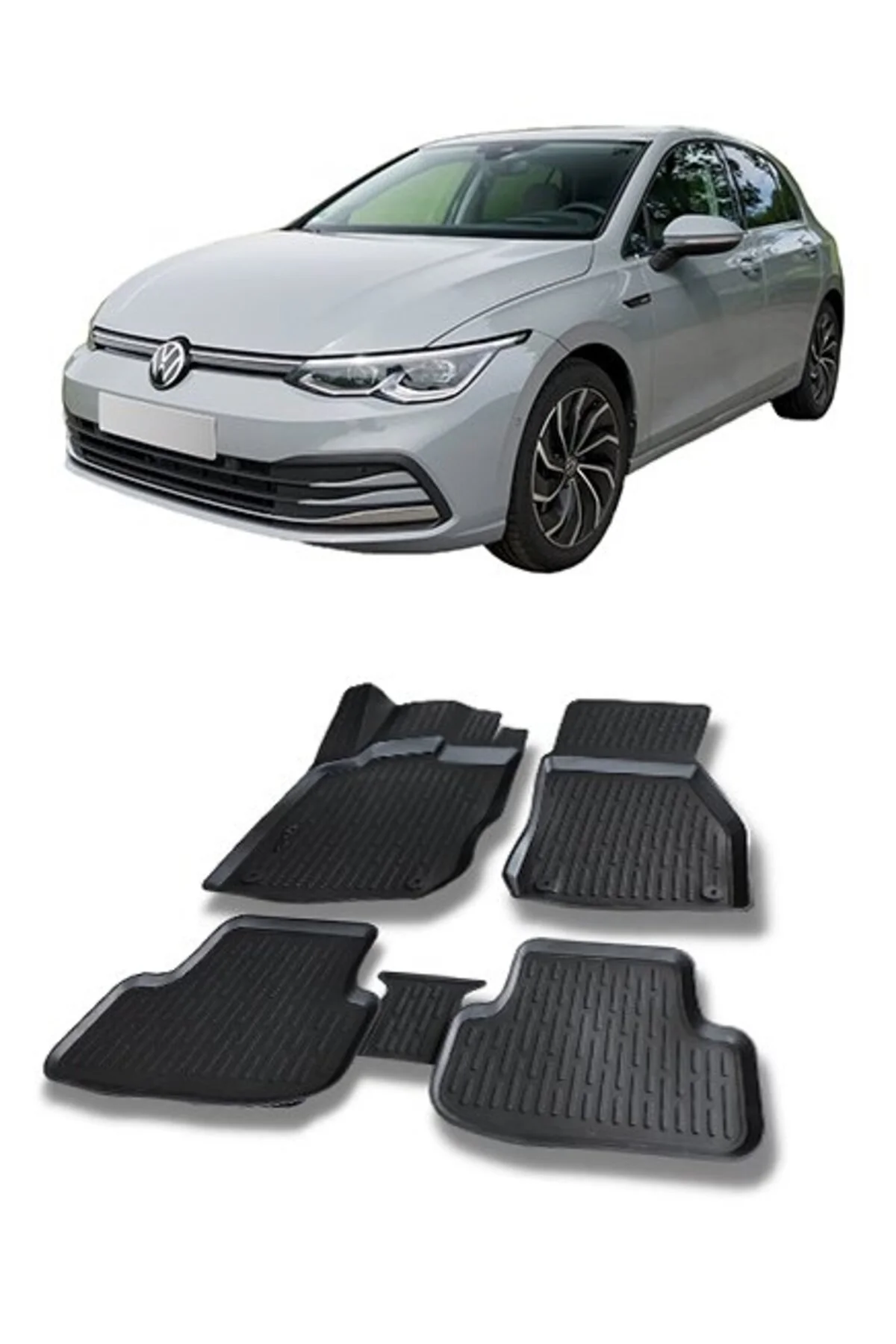 VW Golf 8 (Manual Vites) 2019-2023 Arası 3d Havuzlu Araca Özel Paspas Takımı