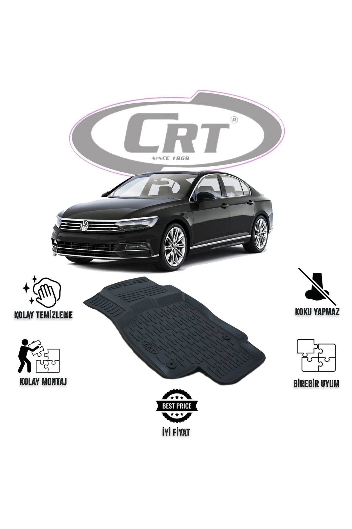 VW Passat B8 2015 ve Sonrası Tek Sol 3D Araca Özel Paspas