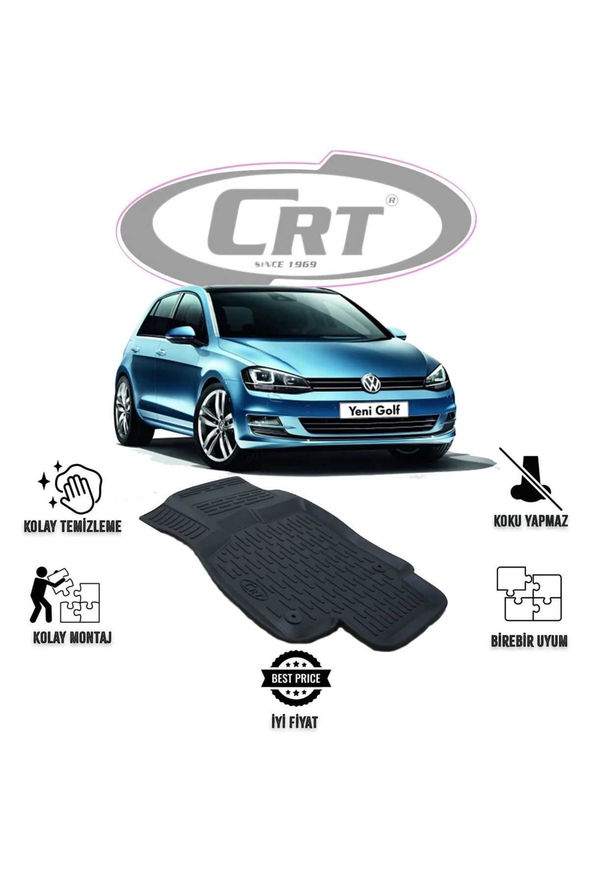 VW Golf 7 2013-2021 Tek Sol 3D Araca Özel Paspas