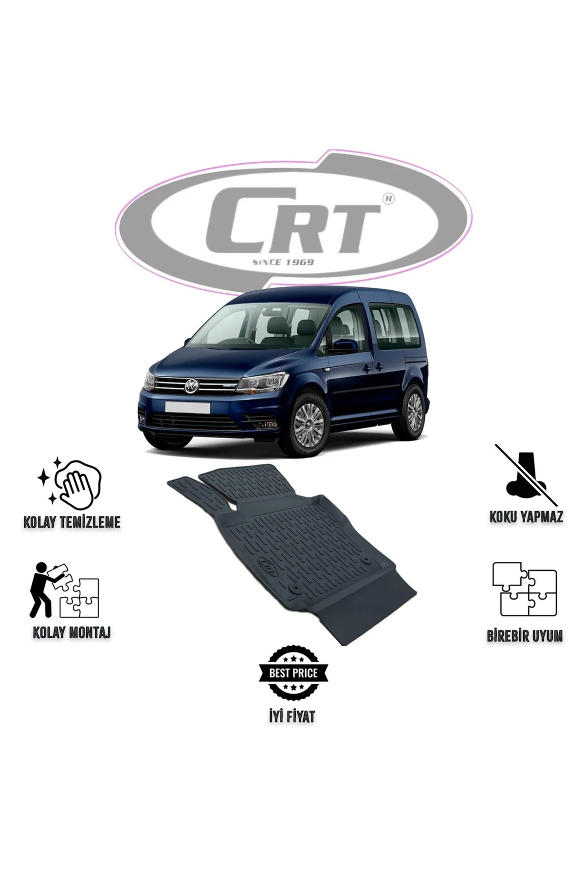 VW Caddy 2003-2021 TEK SOL 3D Araca Özel Paspas