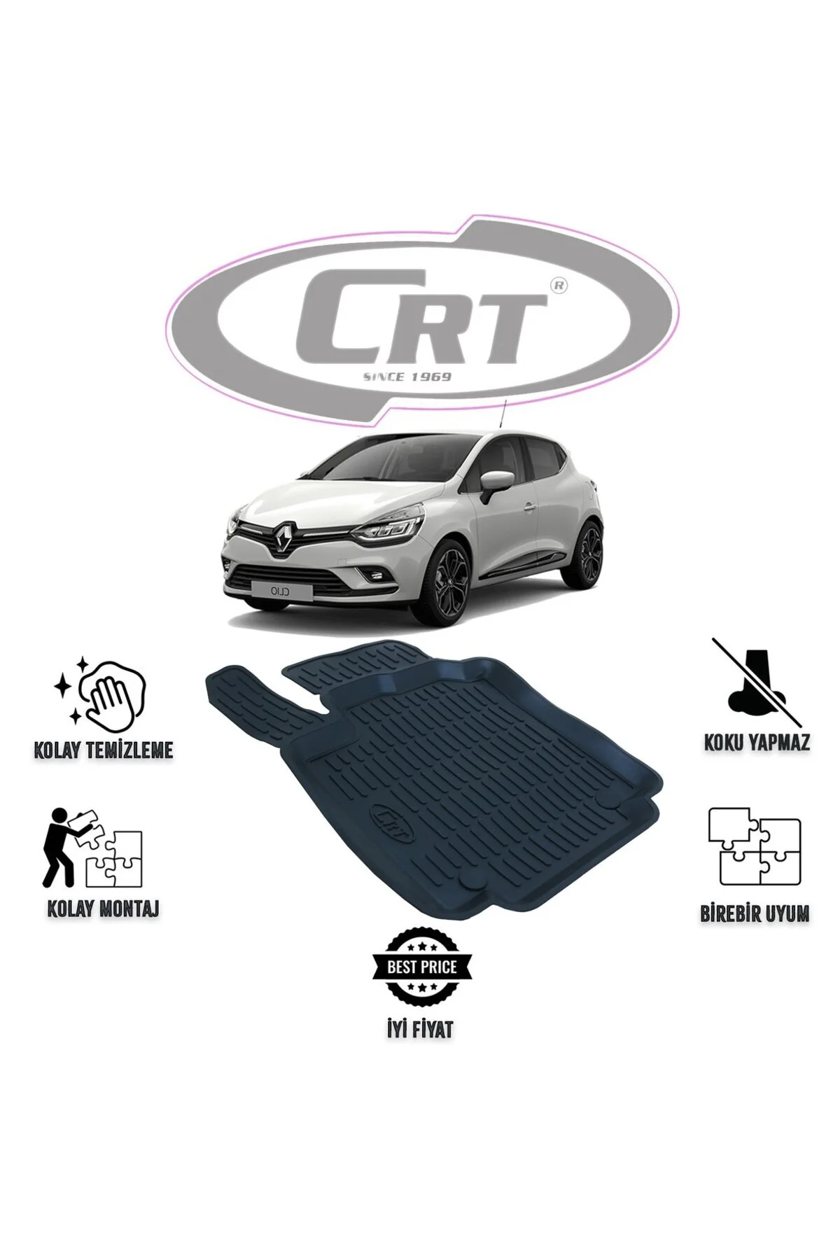 Renault Clio 4 2011-2019 Tek Sol 3D Araca Özel Paspas